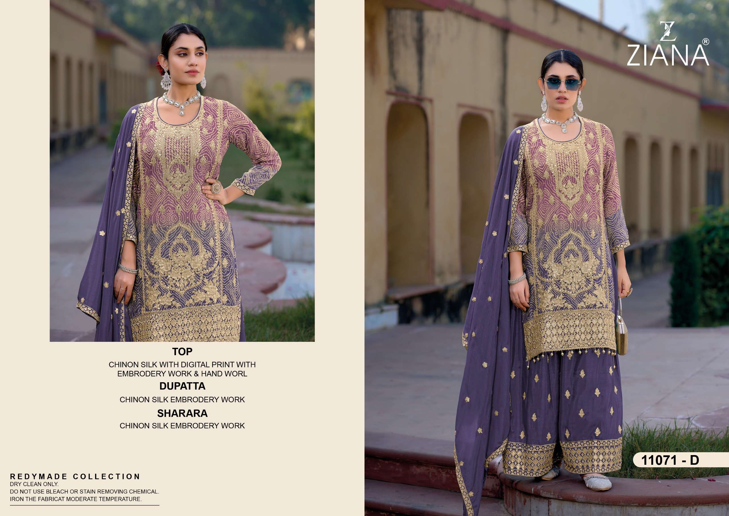 ZIANA D NO 11071 SILK HEAVY GEORGEOUS DESIGNER READY MADE SUIT
