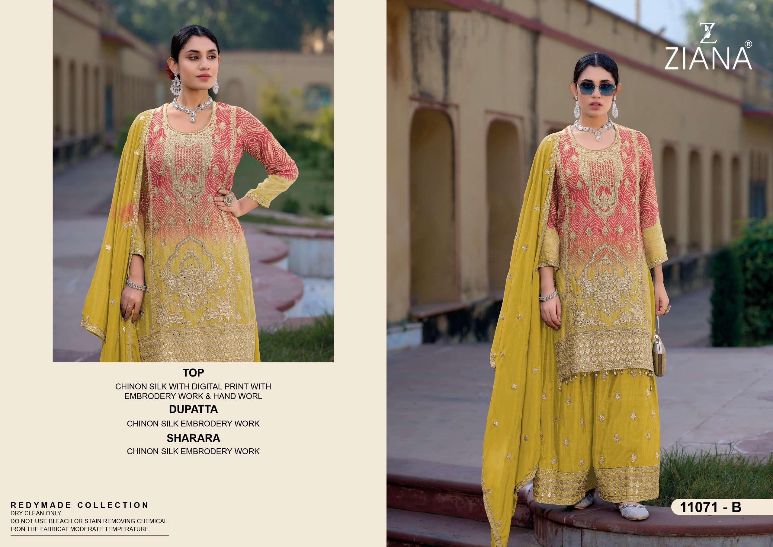 ZIANA D NO 11071 SILK HEAVY GEORGEOUS DESIGNER READY MADE SUIT