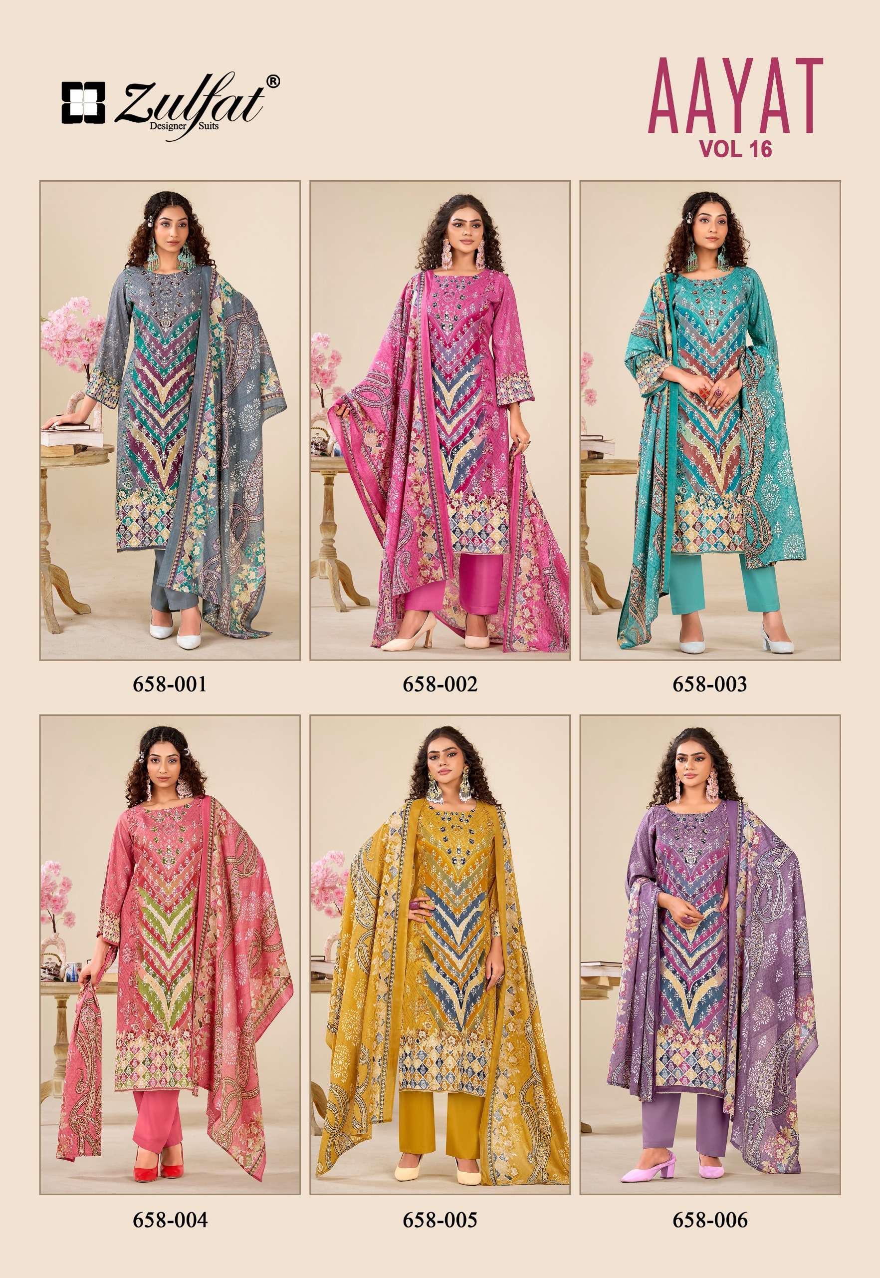 ZULFAT DESIGNER SUITS AAYAT VOL 16 RAYON PRINT WITH FANCY WORK SUIT
