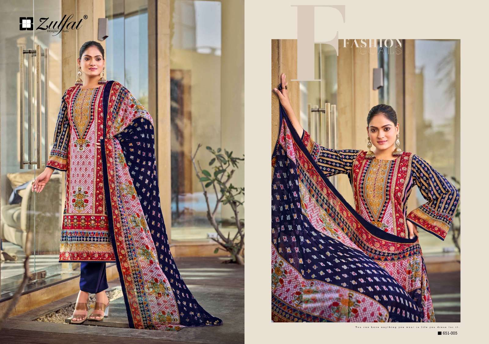 ZULFAT DESIGNER SUITS NAFISA VISCOSE DESIGNER PRINT WITH WORK SUIT 