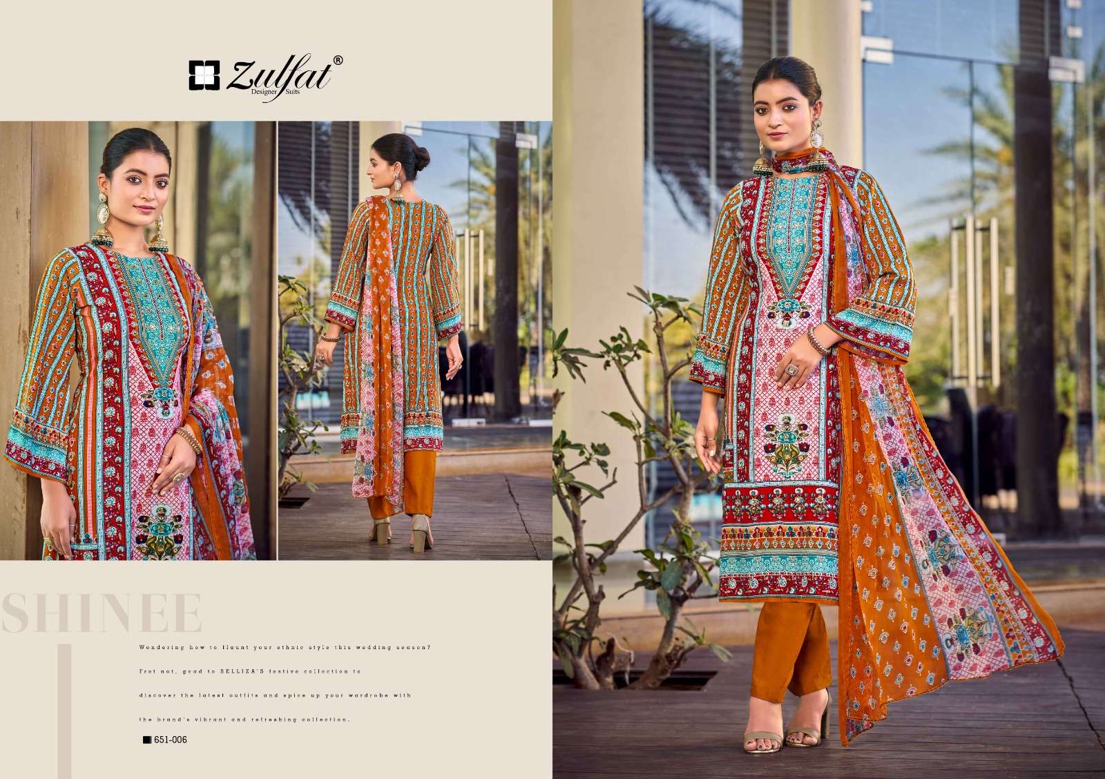 ZULFAT DESIGNER SUITS NAFISA VISCOSE DESIGNER PRINT WITH WORK SUIT 