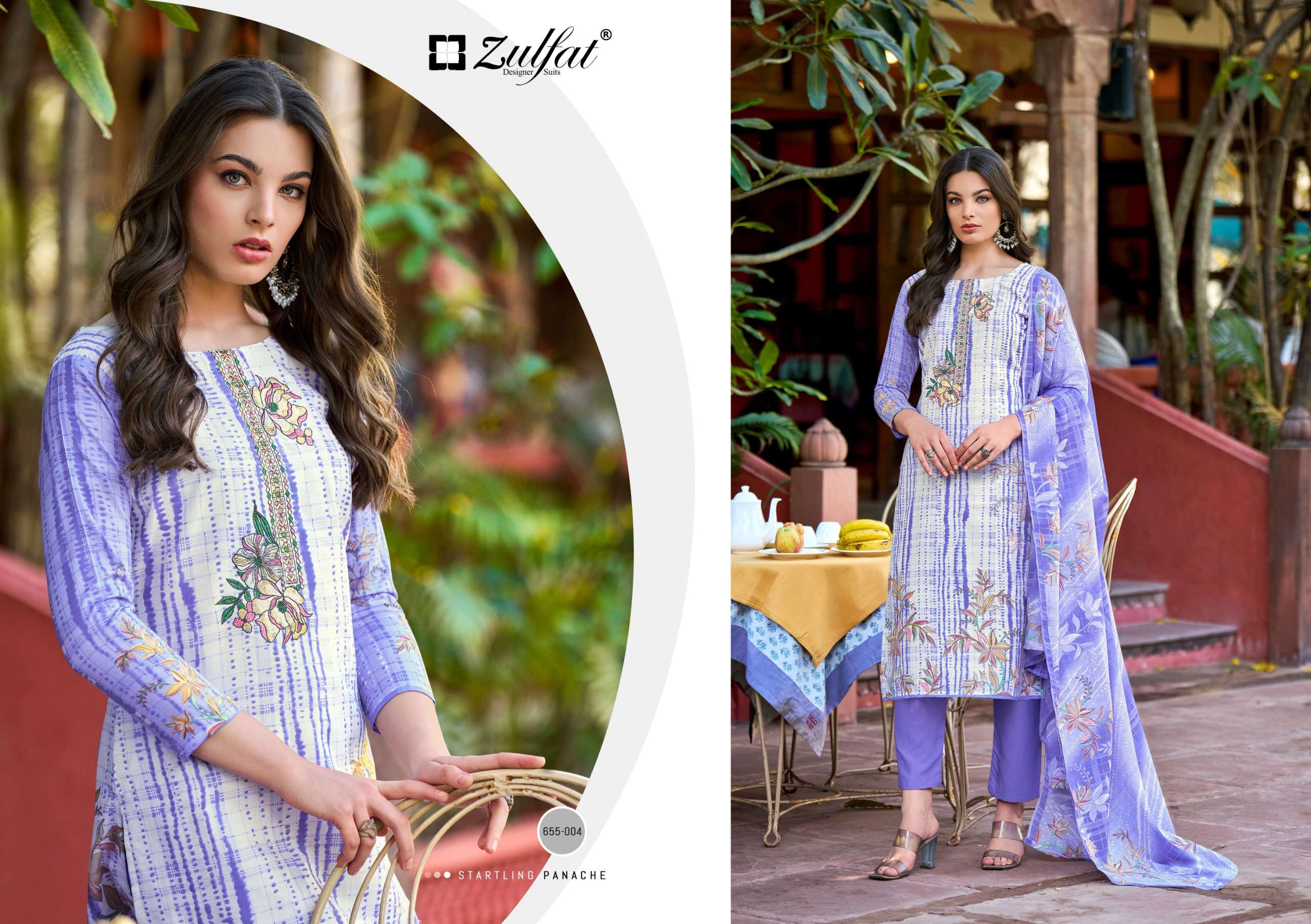 ZULFAT DESIGNER SUITS NOOR VOL 2 COTTON DIGITAL PRINTS WITH WORK SUIT