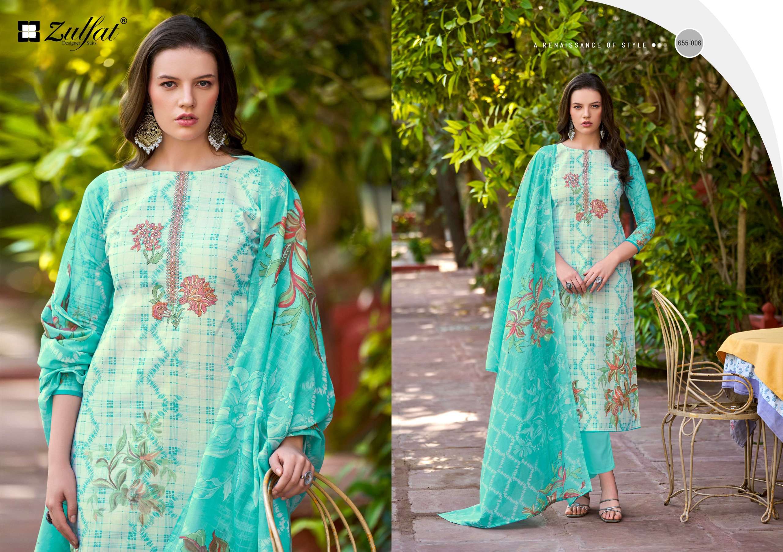 ZULFAT DESIGNER SUITS NOOR VOL 2 COTTON DIGITAL PRINTS WITH WORK SUIT
