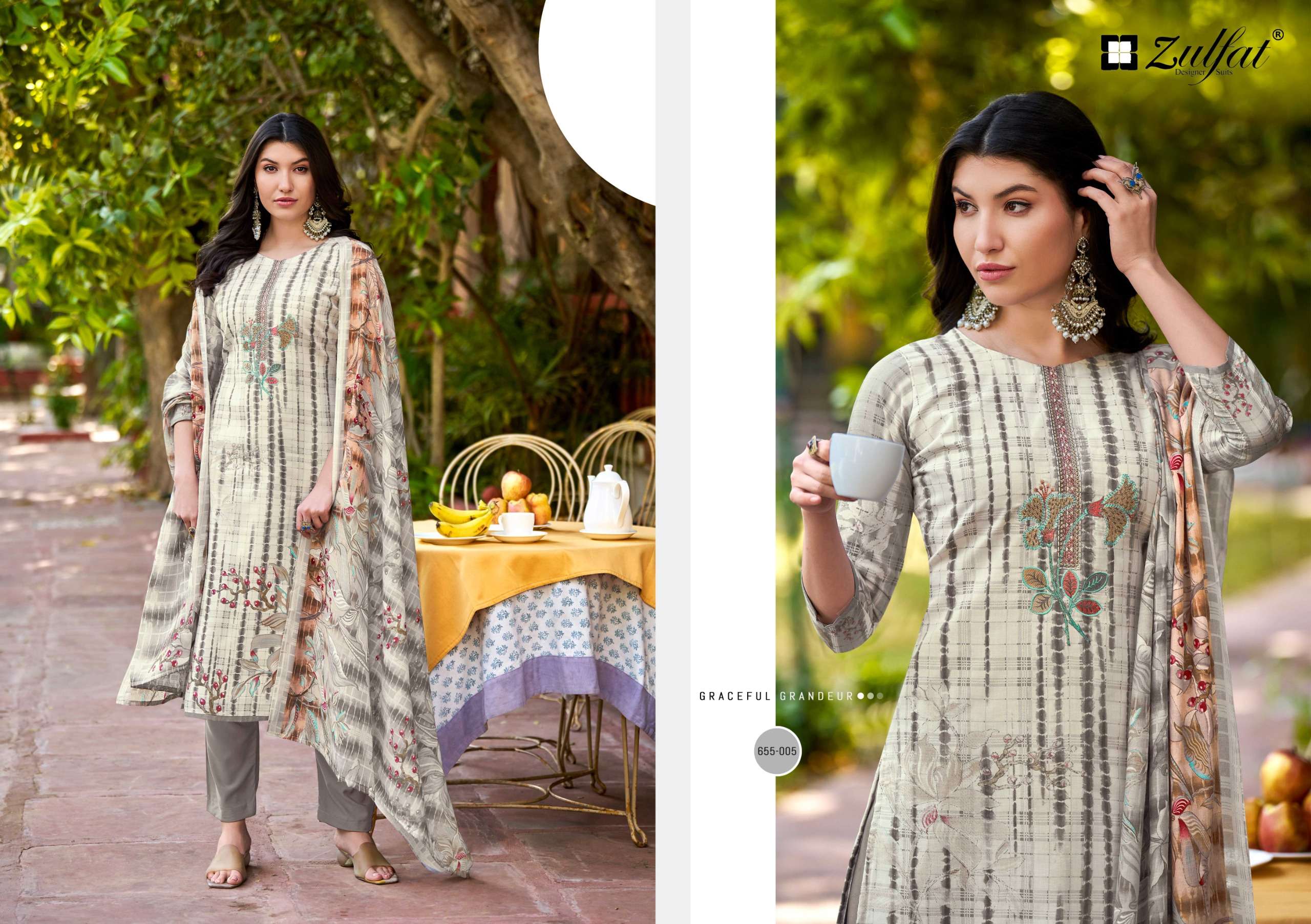 ZULFAT DESIGNER SUITS NOOR VOL 2 COTTON DIGITAL PRINTS WITH WORK SUIT