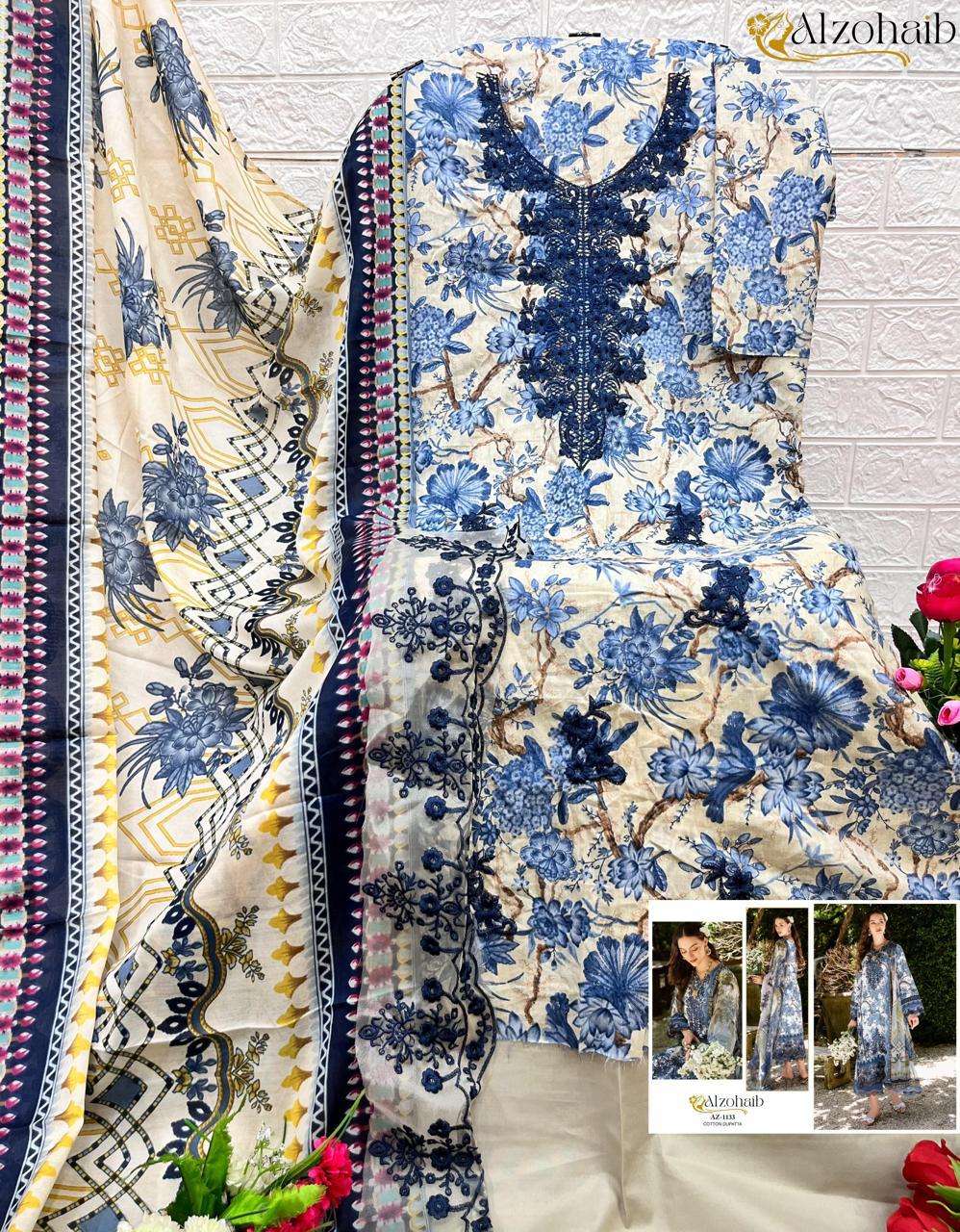 AL ZOHAIB AZ 1133 TO 1142 COTTON FANCY WORK SALWAR KAMEEZ 