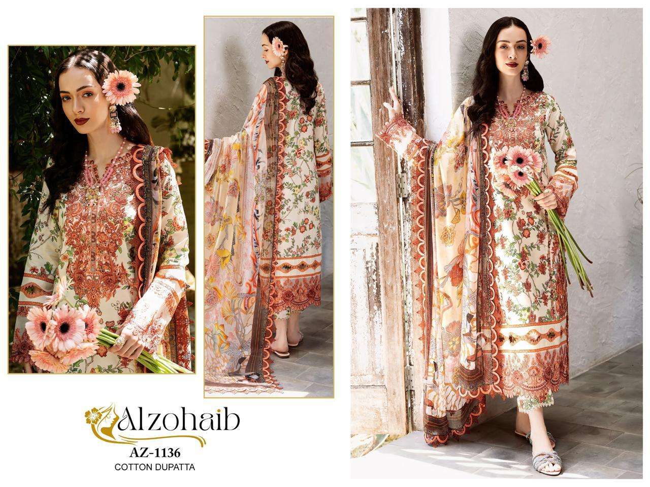 AL ZOHAIB AZ 1133 TO 1142 COTTON FANCY WORK SALWAR KAMEEZ 