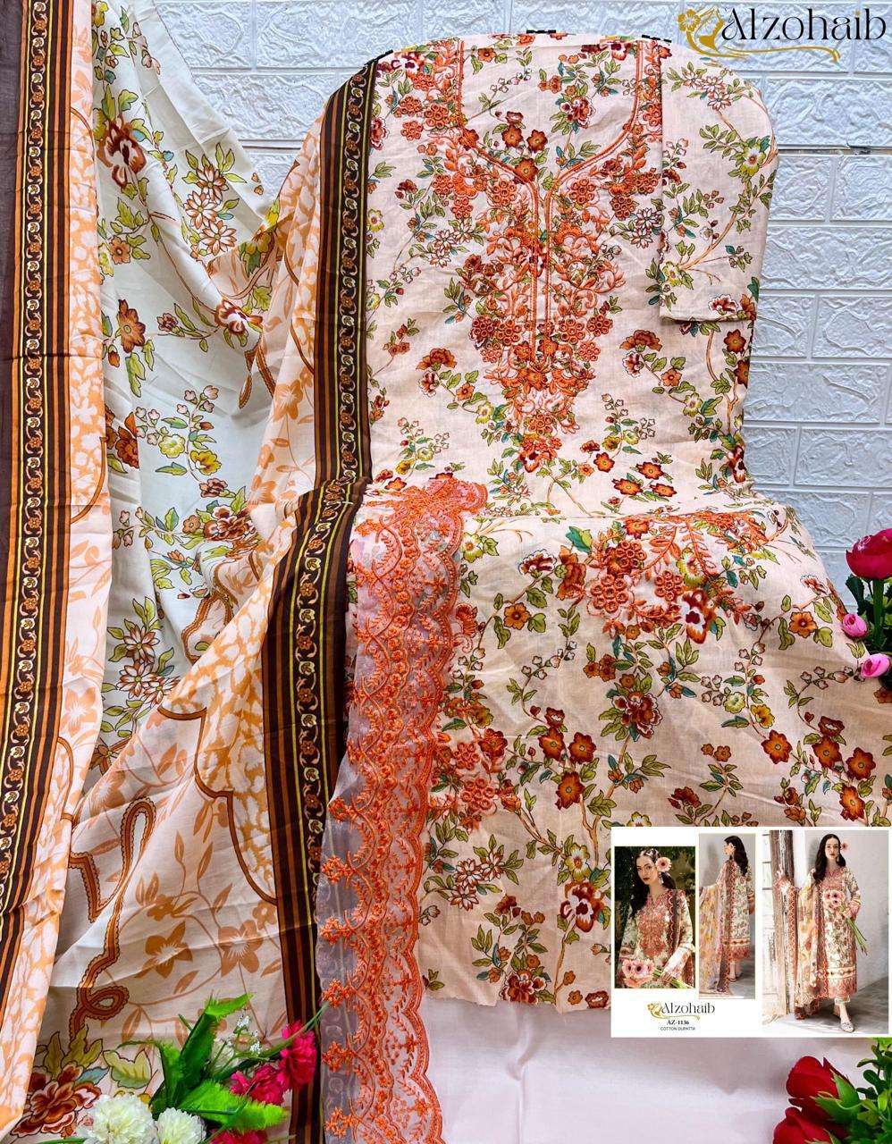 AL ZOHAIB AZ 1133 TO 1142 COTTON FANCY WORK SALWAR KAMEEZ 