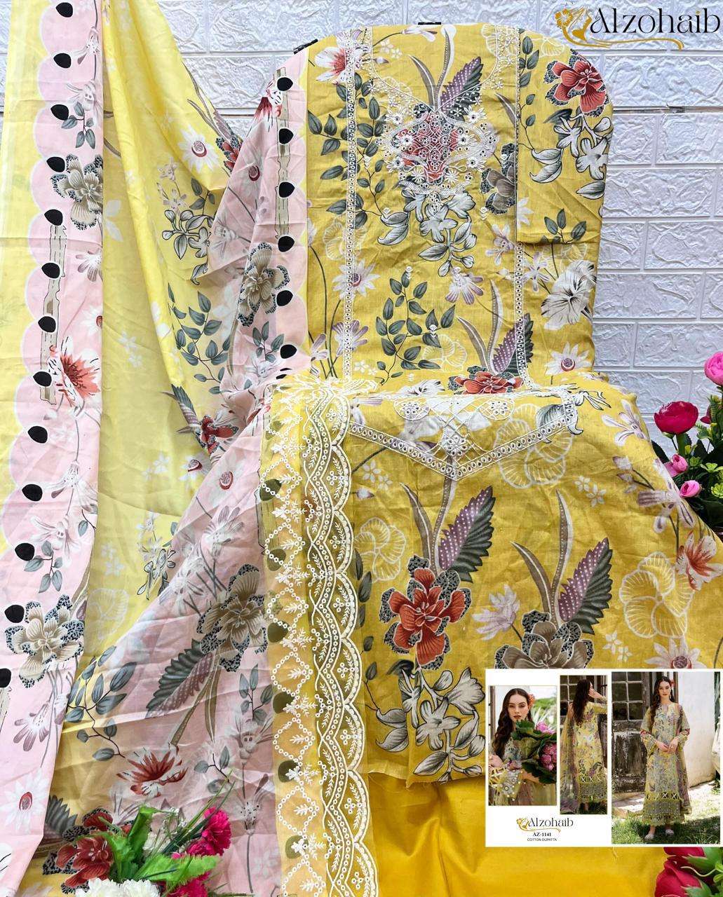 AL ZOHAIB AZ 1133 TO 1142 COTTON FANCY WORK SALWAR KAMEEZ 