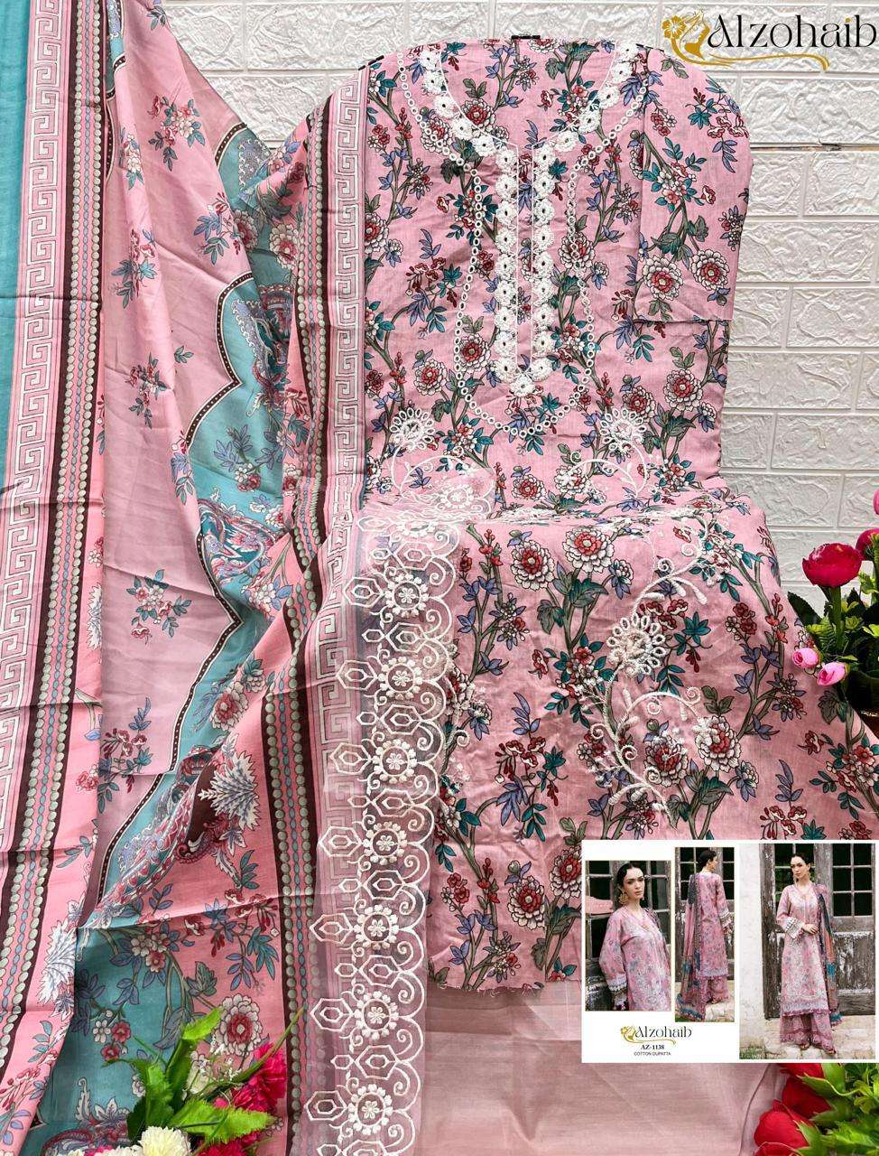 AL ZOHAIB AZ 1133 TO 1142 COTTON FANCY WORK SALWAR KAMEEZ 