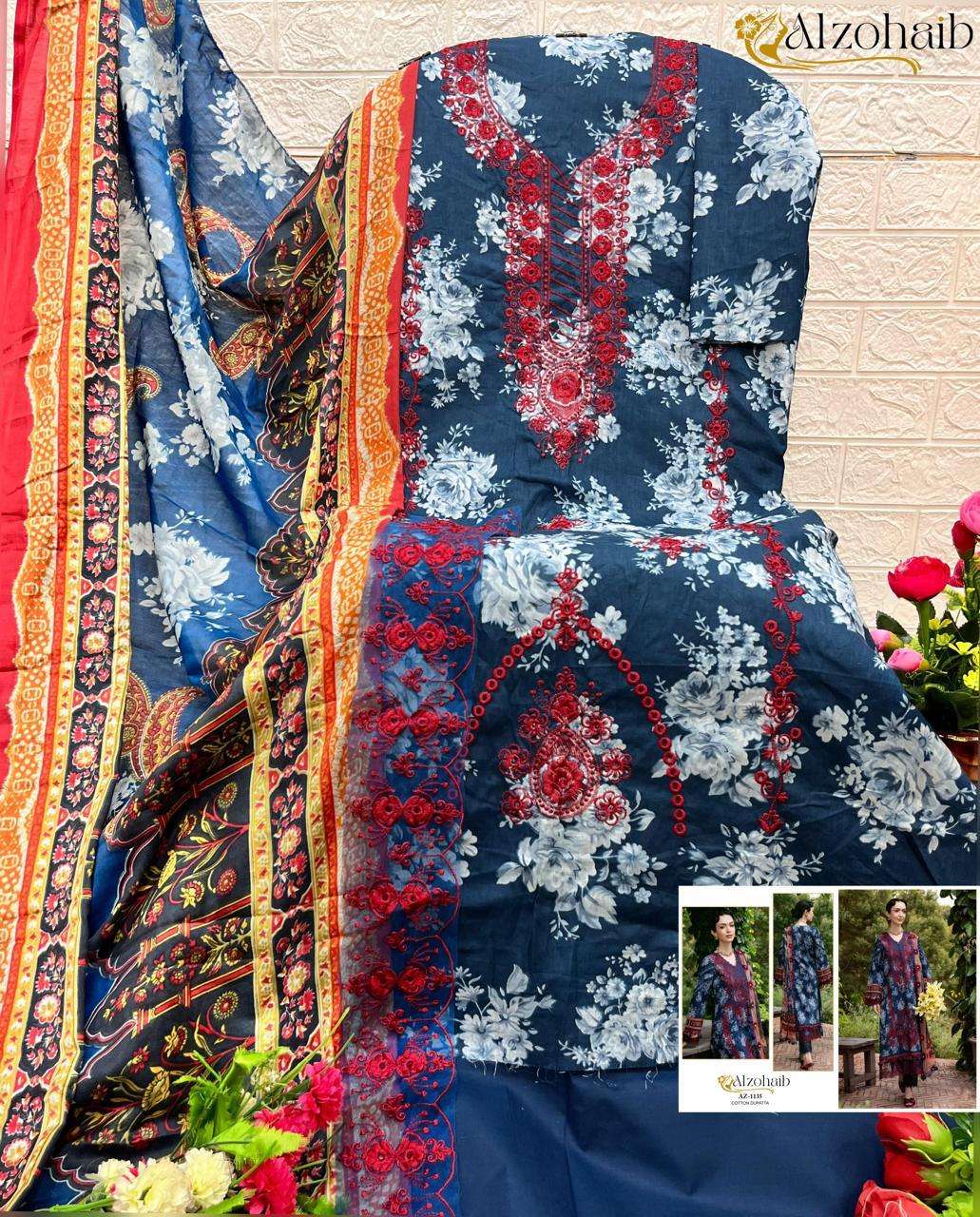 AL ZOHAIB AZ 1133 TO 1142 COTTON FANCY WORK SALWAR KAMEEZ 