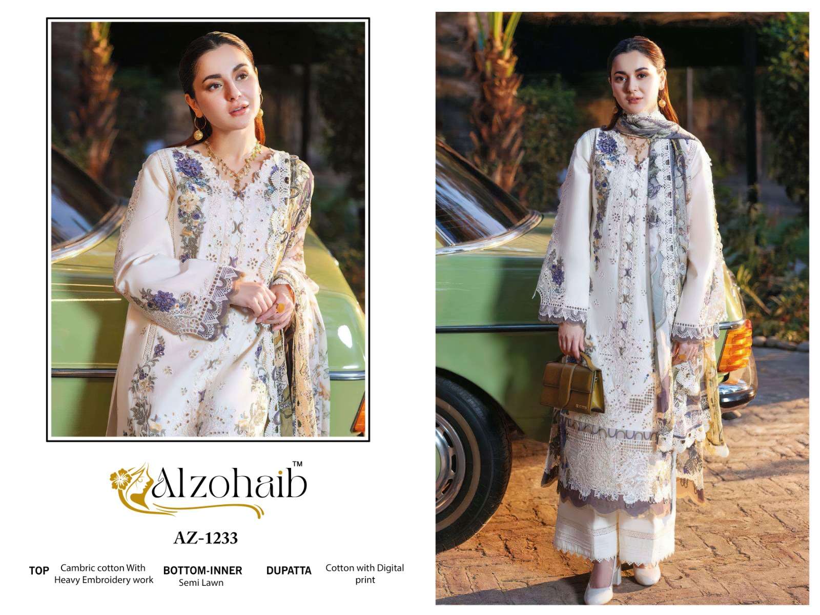 AL ZOHAIB DESIGN NO - 1233-1234-1235-1236-1237 PURE COTTON PRINT WITH WORK PAKISTANI SALWAR SUIT 