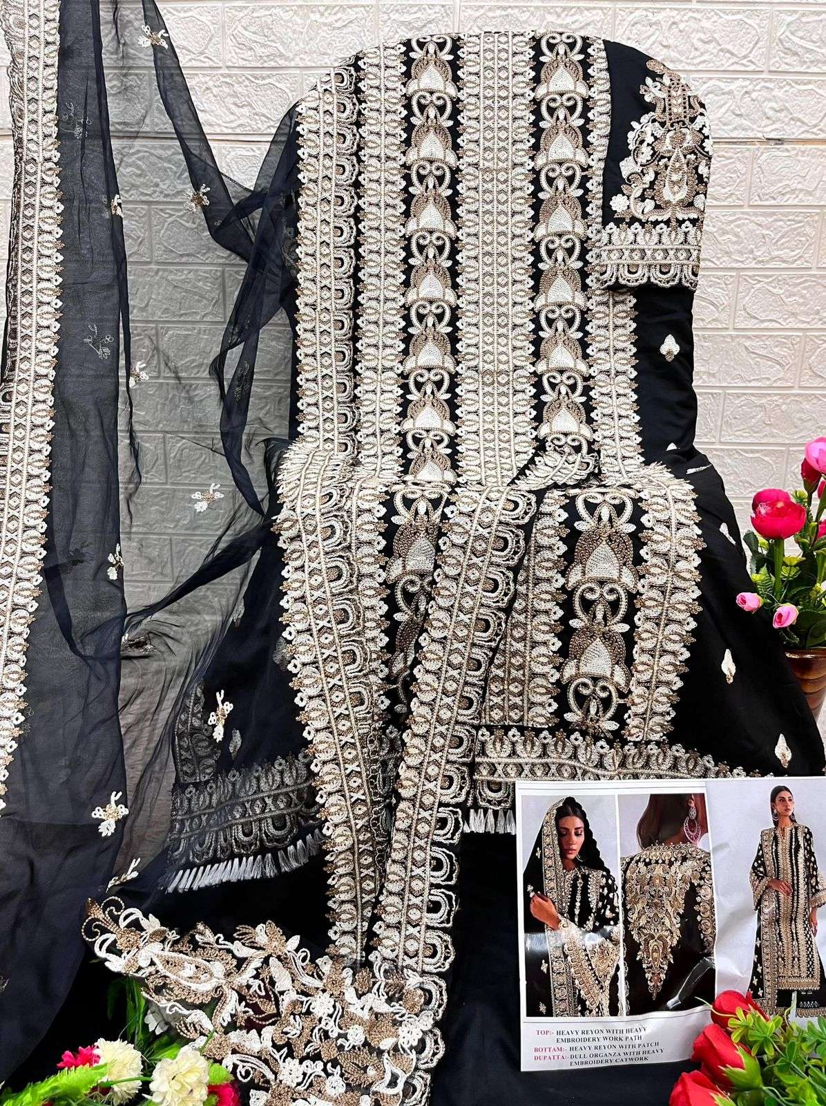 BANDHANI PALACE DESIGN NO - 5183 RAYON COTTON HEAVY EMBROIDERED PAKISTANI SALWAR SUIT 
