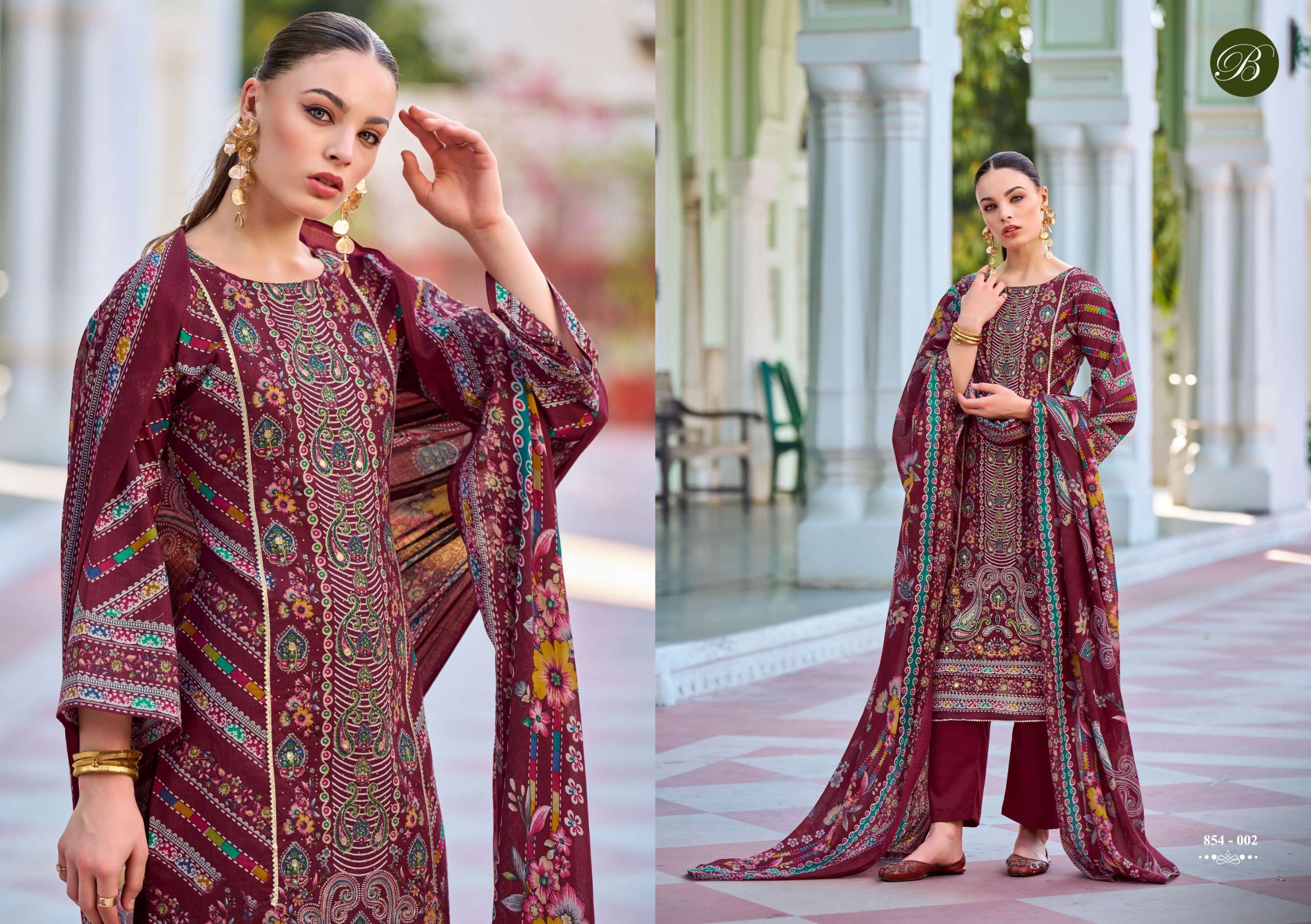 BELLIZA DESIGNER STUDIO HASEEN COTTON PRINT WITH FANCY WORK SUIT