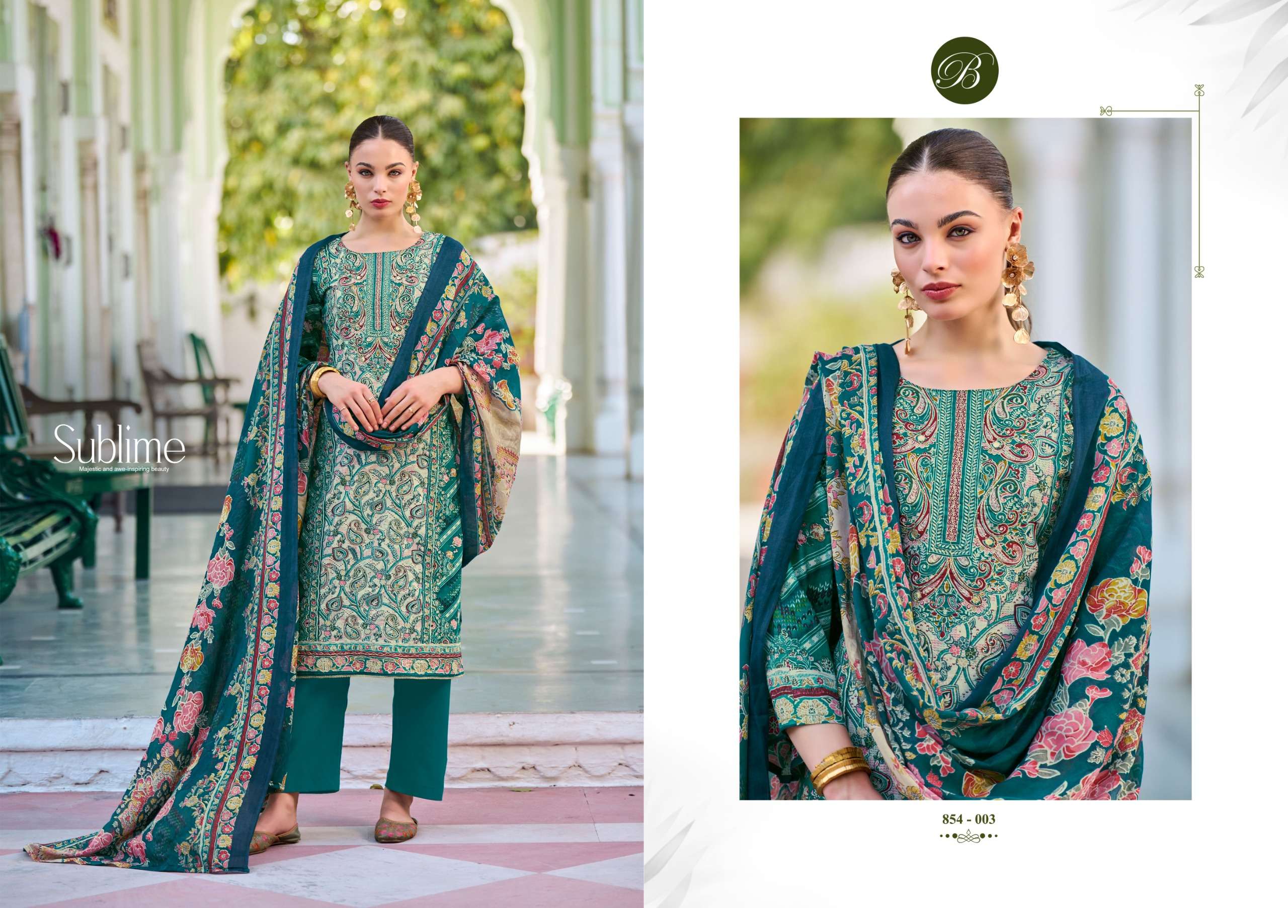 BELLIZA DESIGNER STUDIO HASEEN COTTON PRINT WITH FANCY WORK SUIT