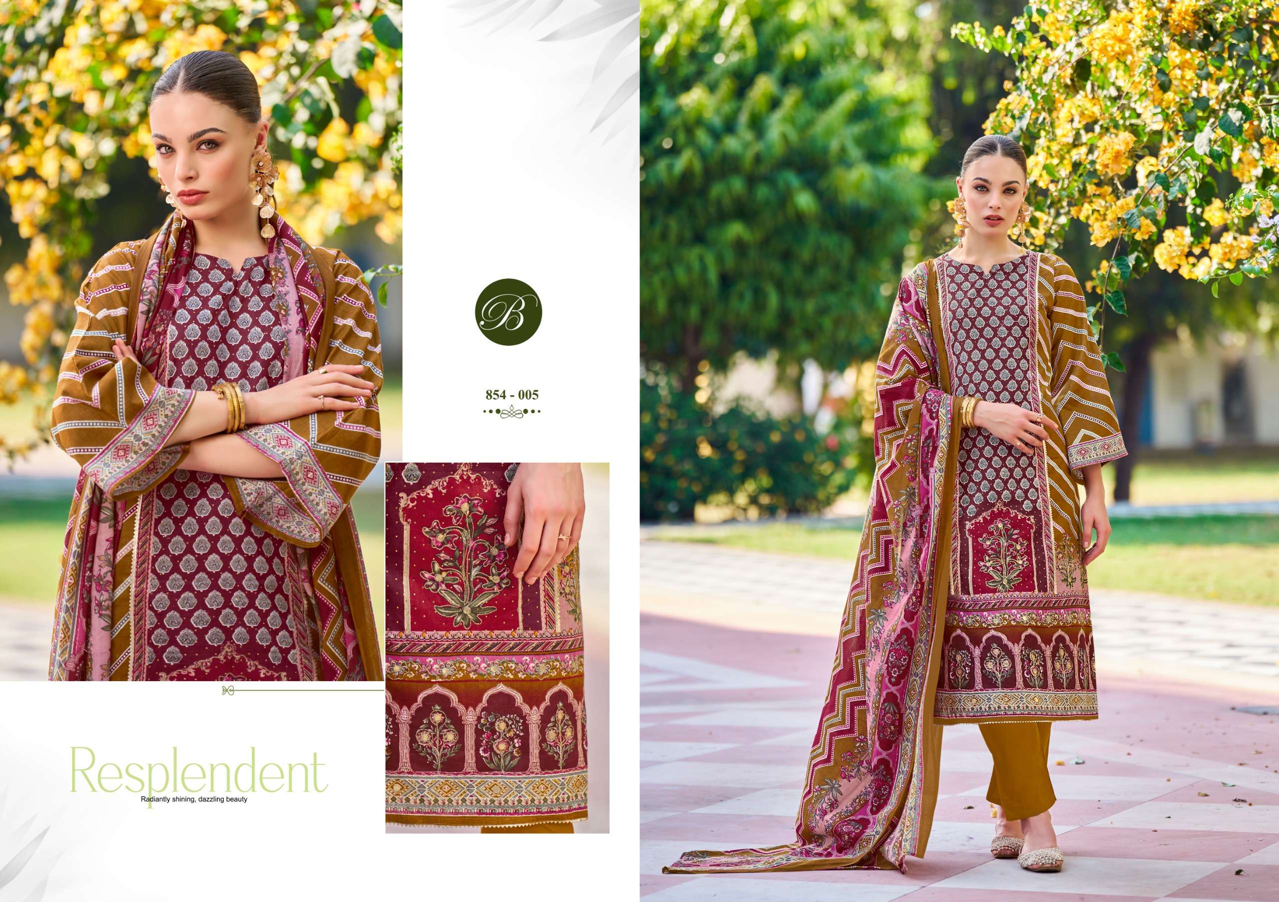 BELLIZA DESIGNER STUDIO HASEEN COTTON PRINT WITH FANCY WORK SUIT