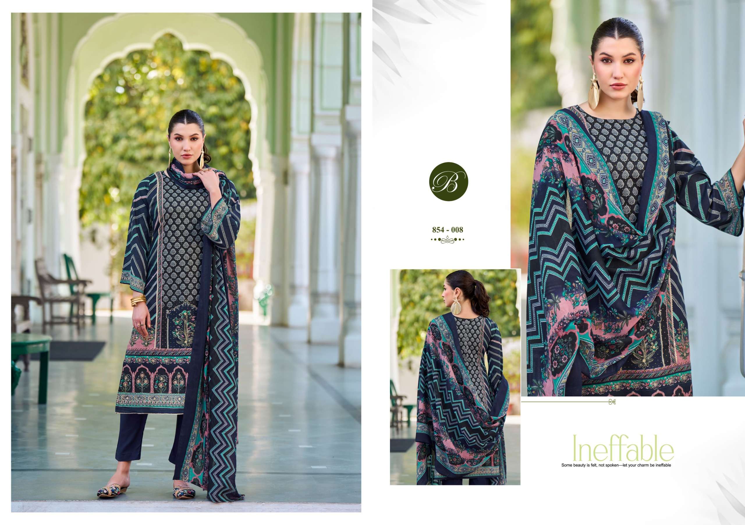 BELLIZA DESIGNER STUDIO HASEEN COTTON PRINT WITH FANCY WORK SUIT