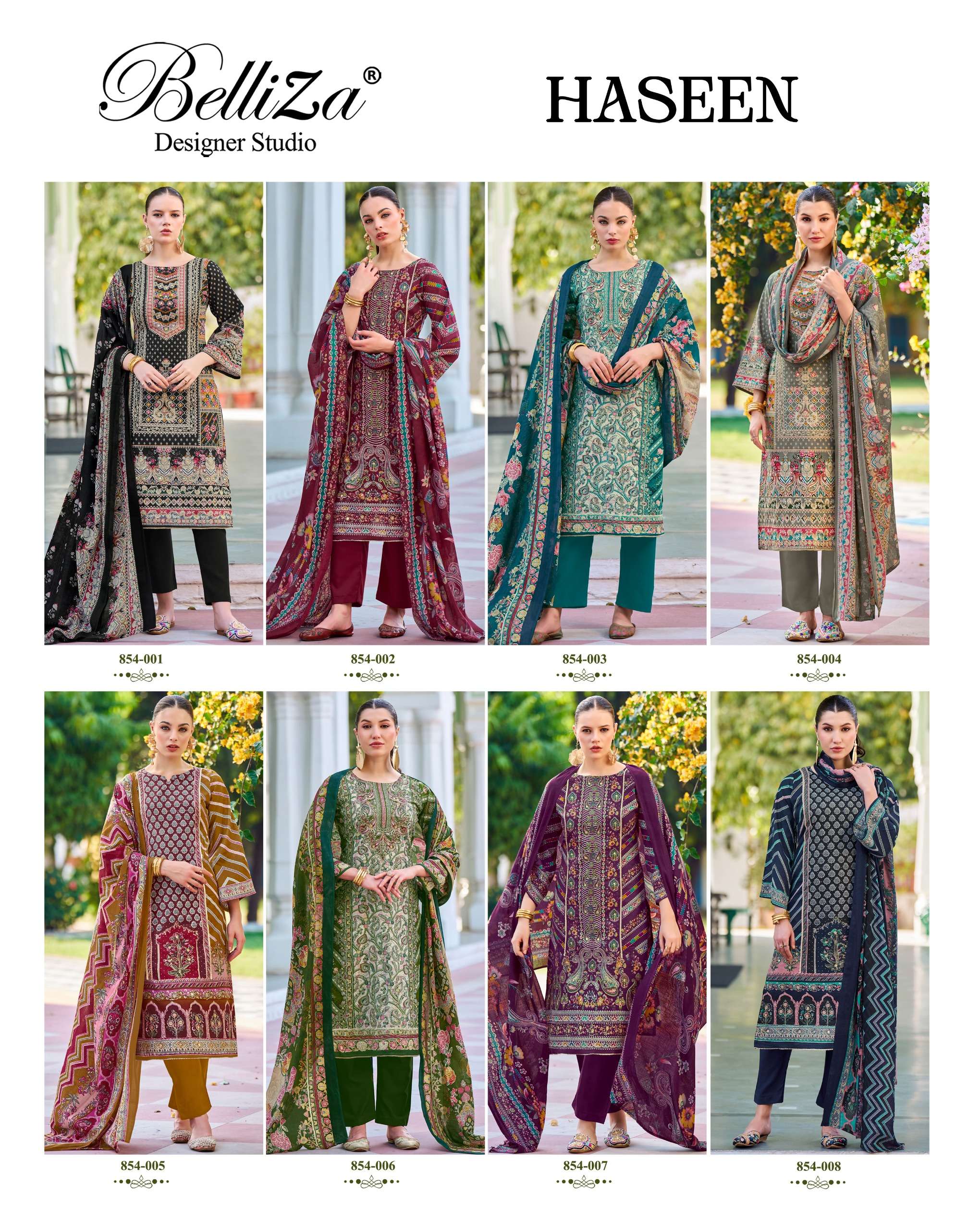 BELLIZA DESIGNER STUDIO HASEEN COTTON PRINT WITH FANCY WORK SUIT