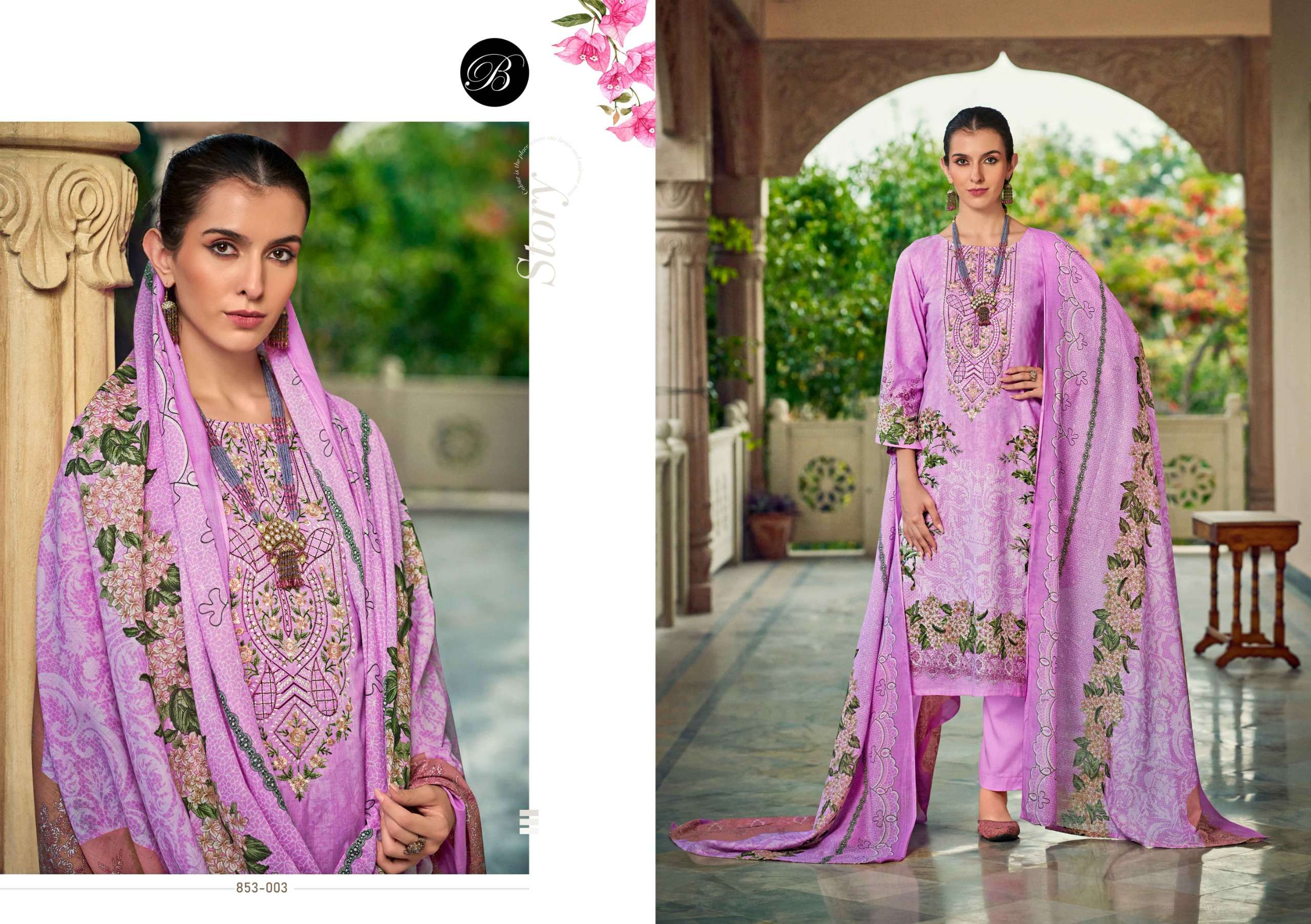 BELLIZA DESIGNER STUDIO NAIRA VOL 107 COTTON PRINT WITH FANCY WORK SUIT