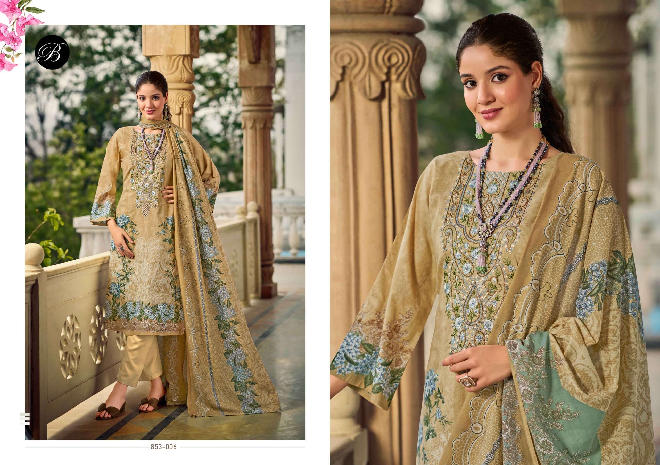 BELLIZA DESIGNER STUDIO NAIRA VOL 107 COTTON PRINT WITH FANCY WORK SUIT