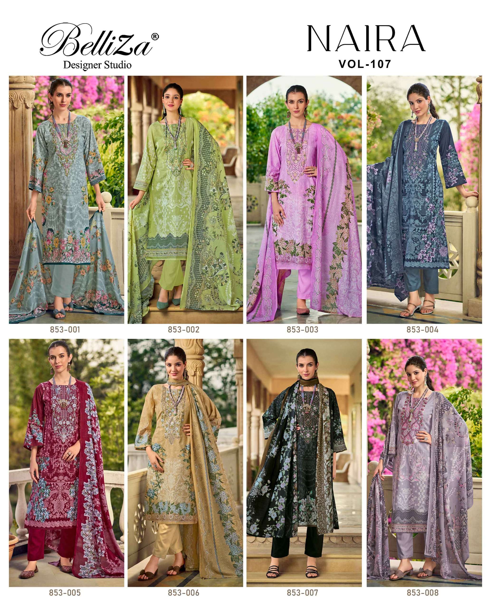 BELLIZA DESIGNER STUDIO NAIRA VOL 107 COTTON PRINT WITH FANCY WORK SUIT