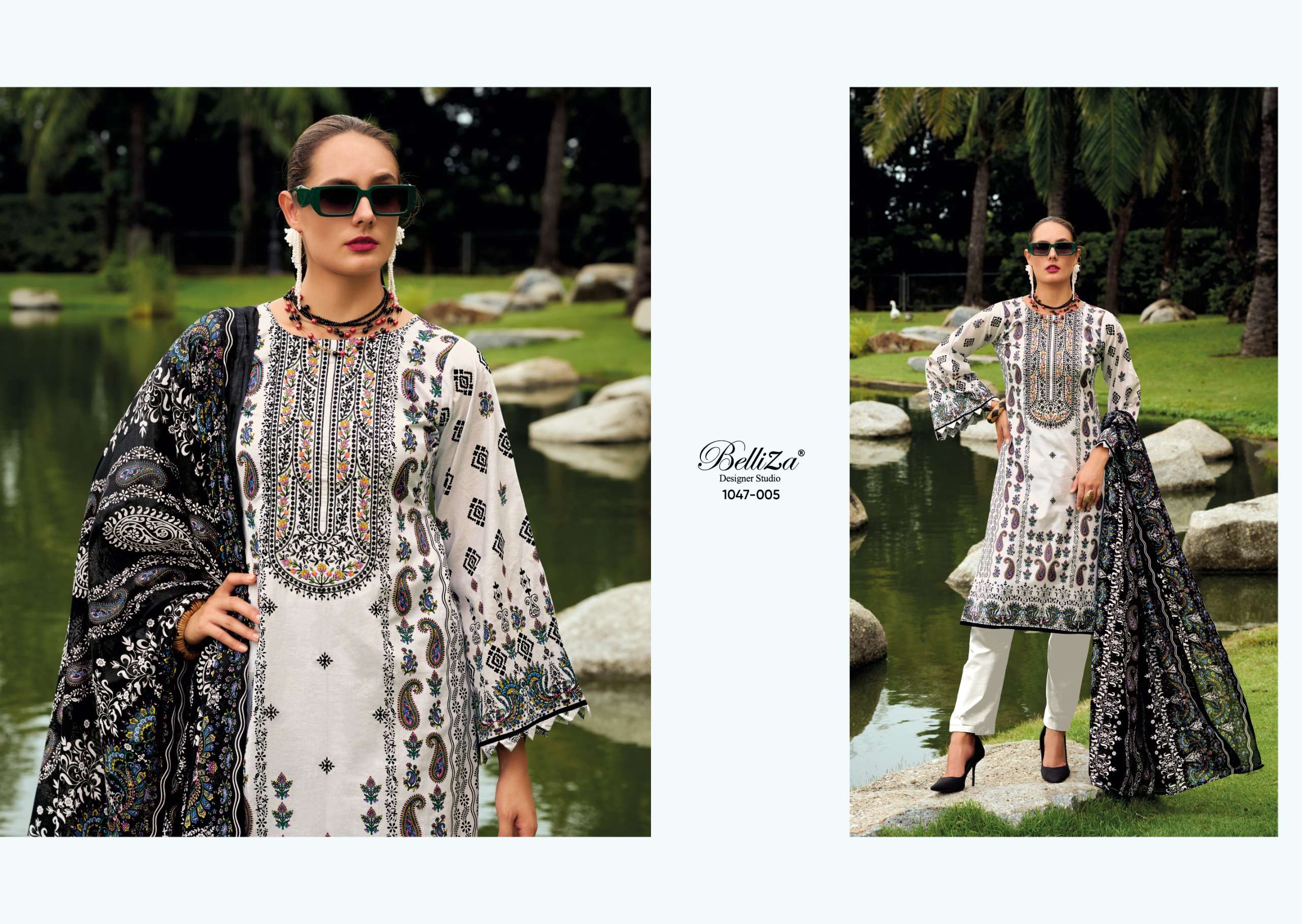 BELLIZA DESIGNER STUDIO NAIRA VOL 108 COTTON PRINT WITH FANCY WORK SUIT