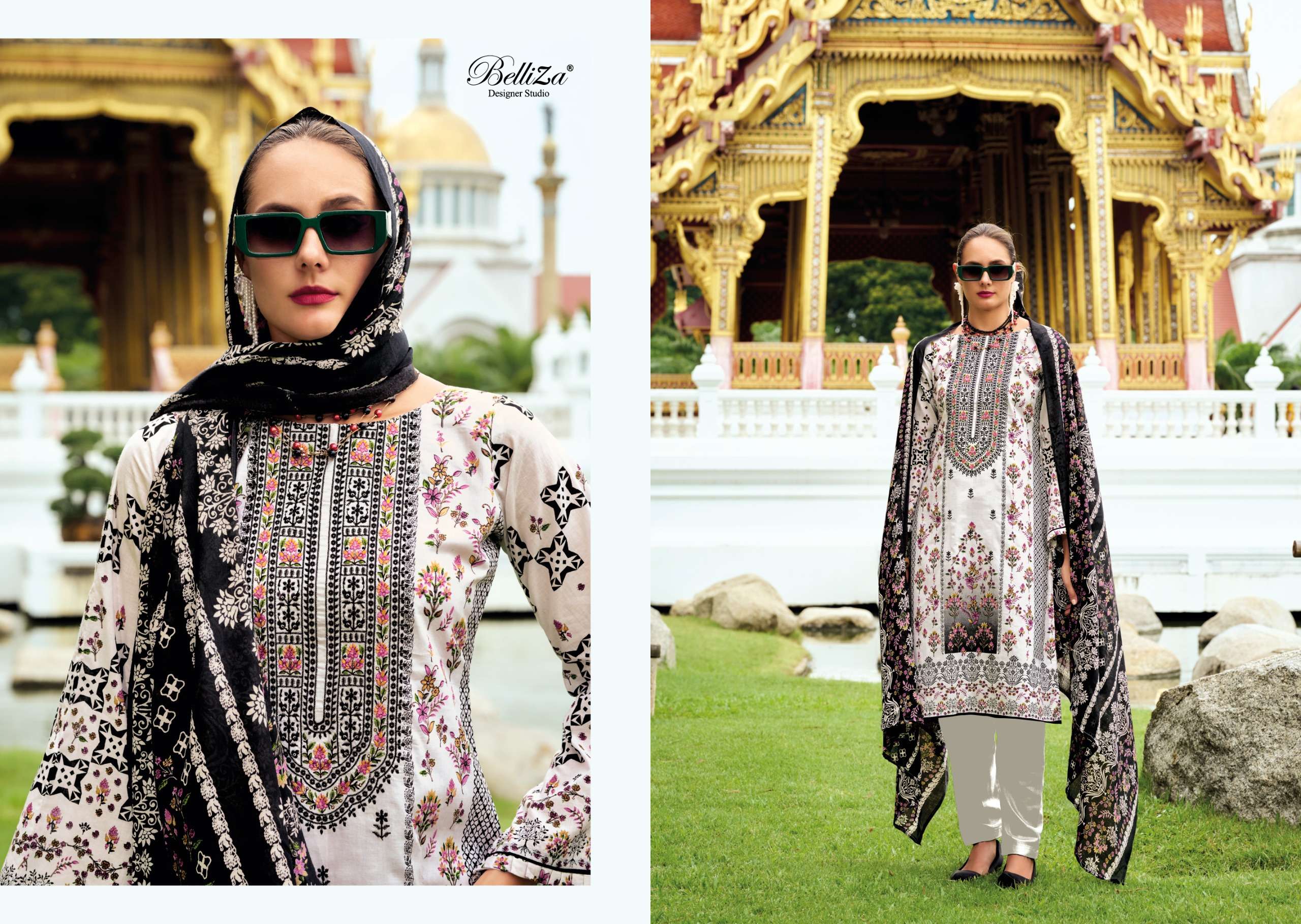 BELLIZA DESIGNER STUDIO NAIRA VOL 108 COTTON PRINT WITH FANCY WORK SUIT