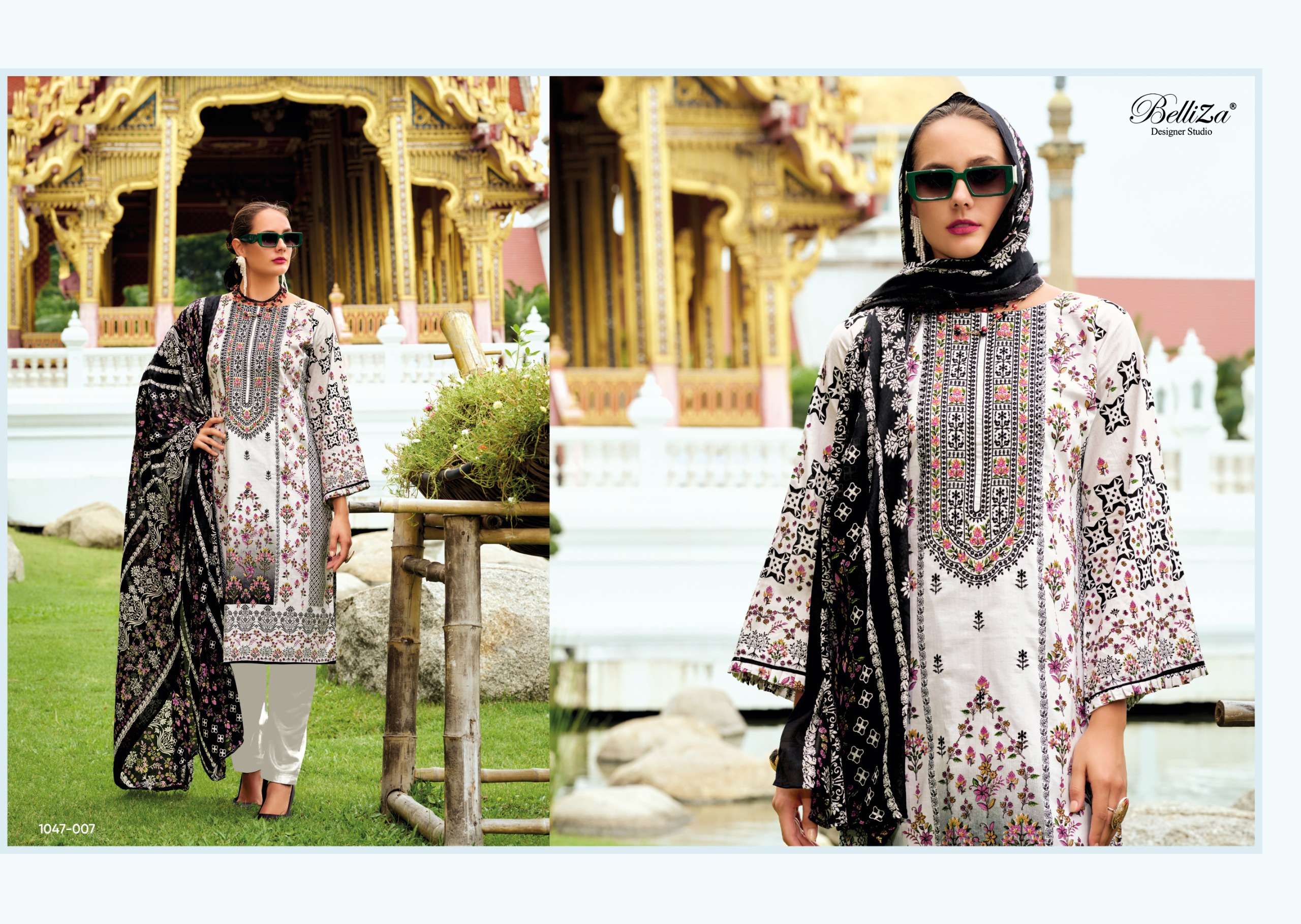 BELLIZA DESIGNER STUDIO NAIRA VOL 108 COTTON PRINT WITH FANCY WORK SUIT
