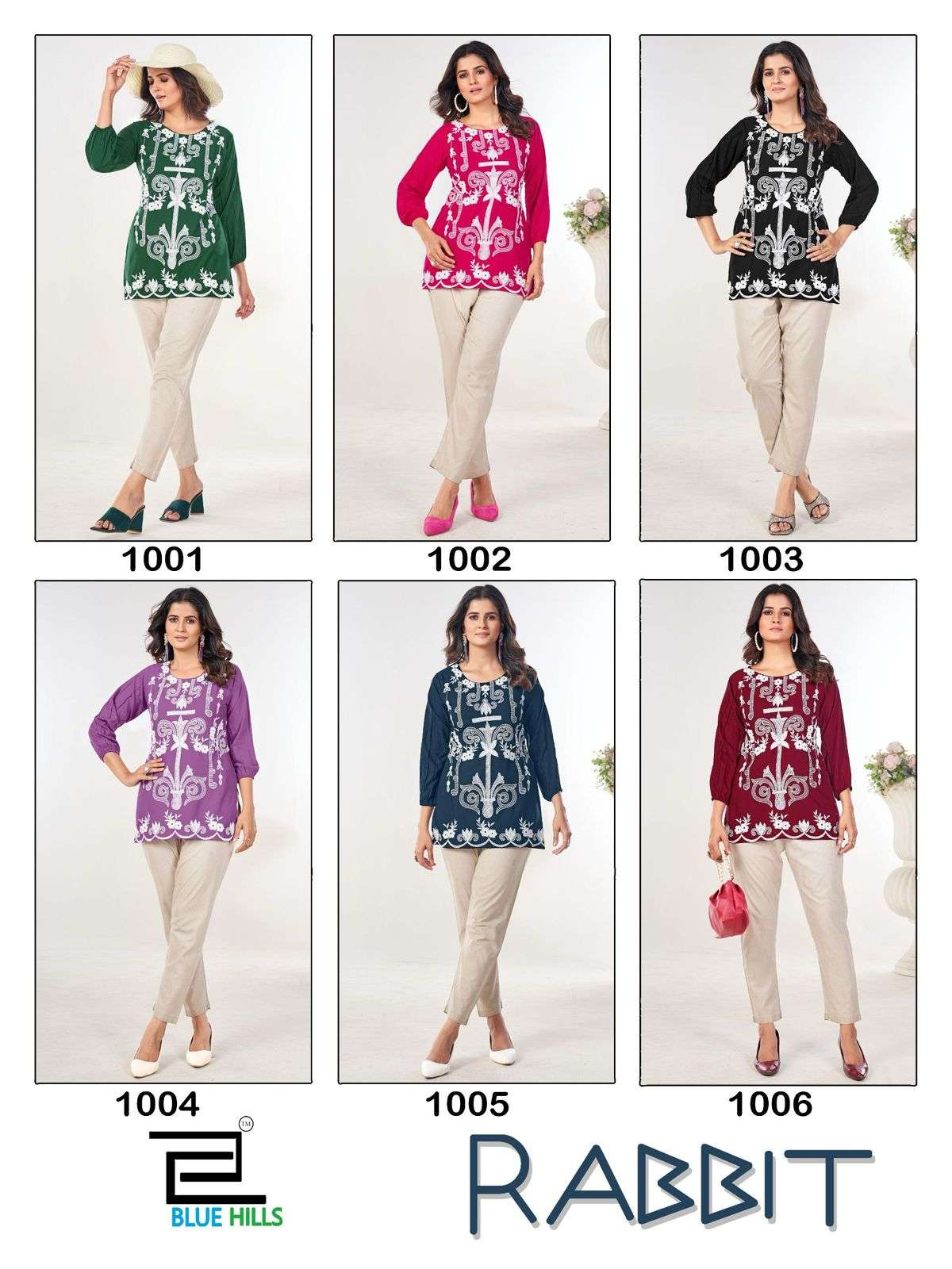 BLUE HILLS RABBIT RAYON FANCY WORKS WESTERN WEAR LADIES TOP