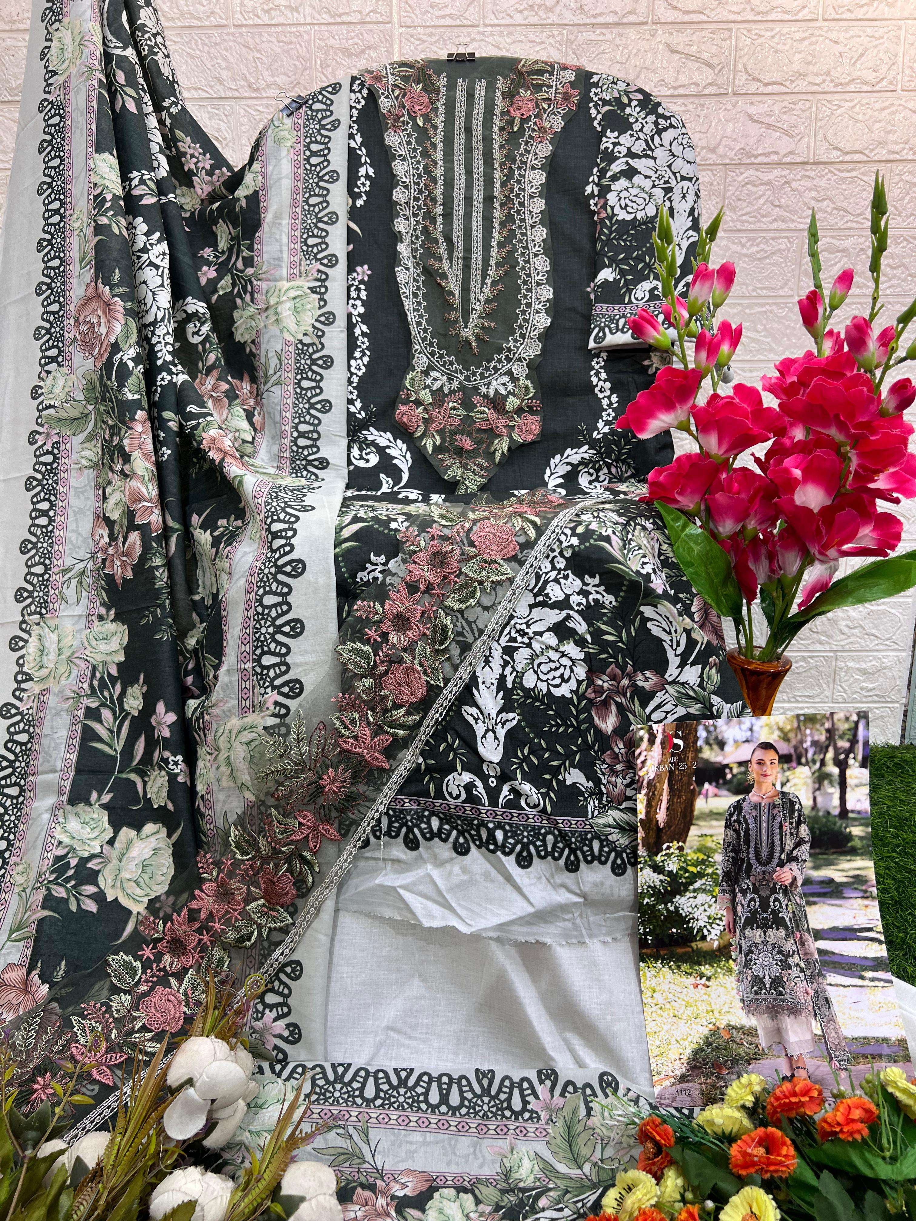 DEEPSY SUITS JADE URBAN LAWN 25 VOL 2 COTTON EMBROIDERY WORK SUIT