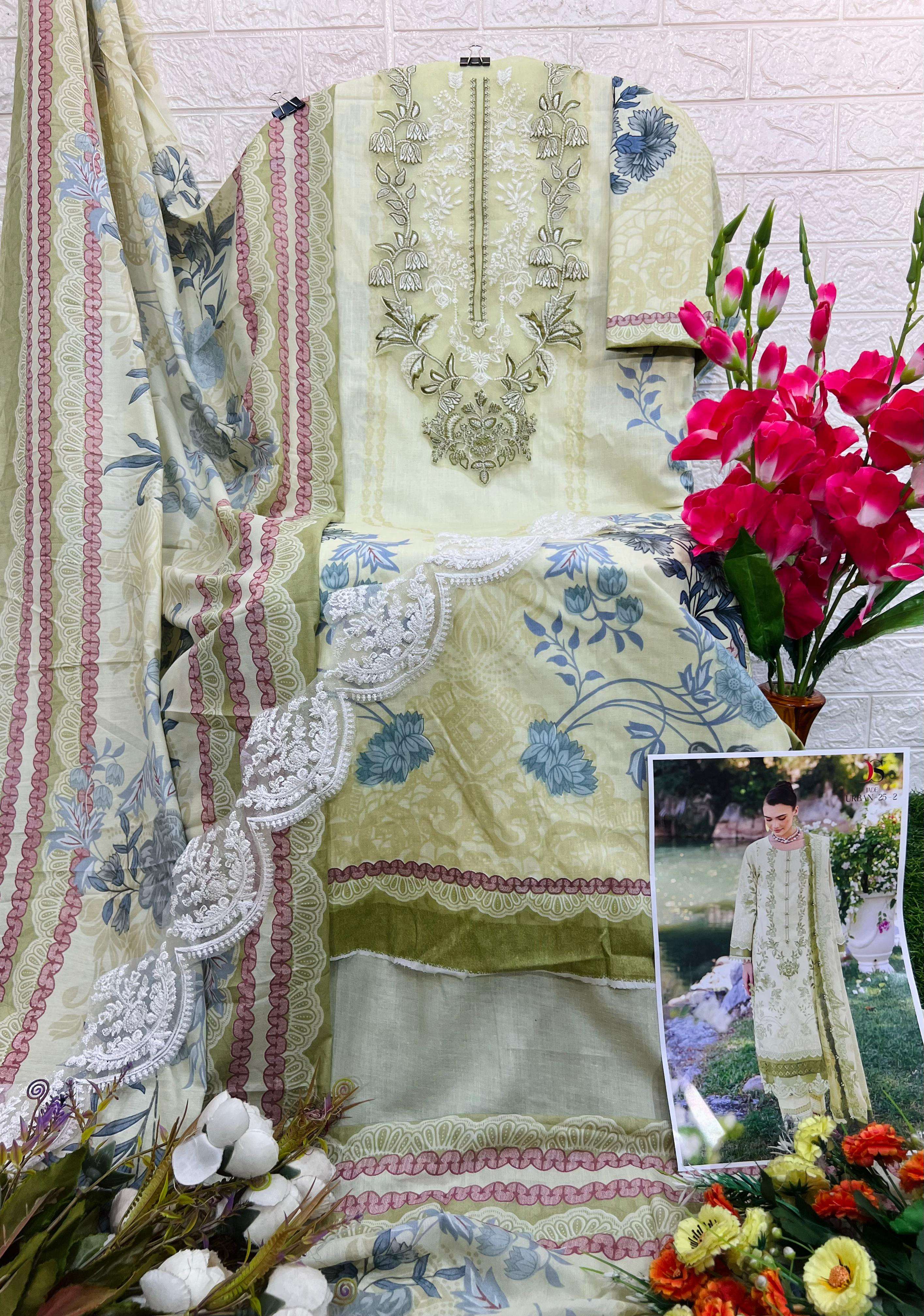 DEEPSY SUITS JADE URBAN LAWN 25 VOL 2 COTTON EMBROIDERY WORK SUIT