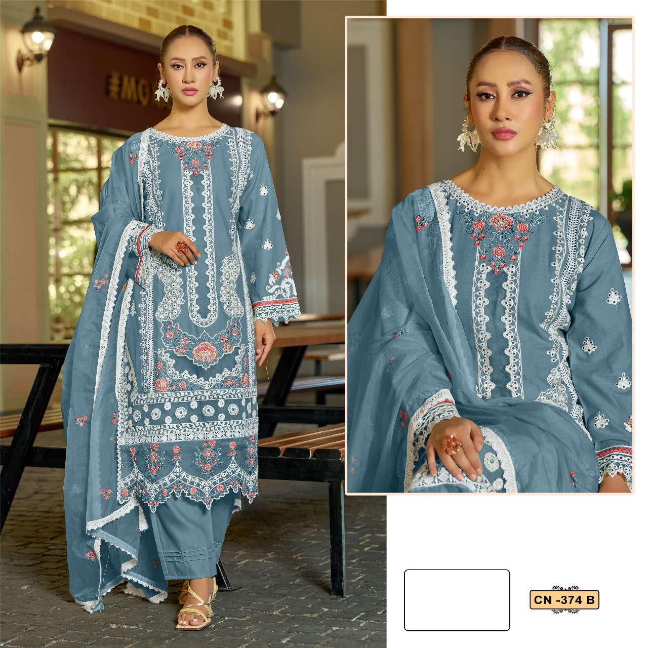 FEPIC CRAFTED NEEDLE CN 374 COTTON BEAUTIFUL EMBROIDERY SUIT