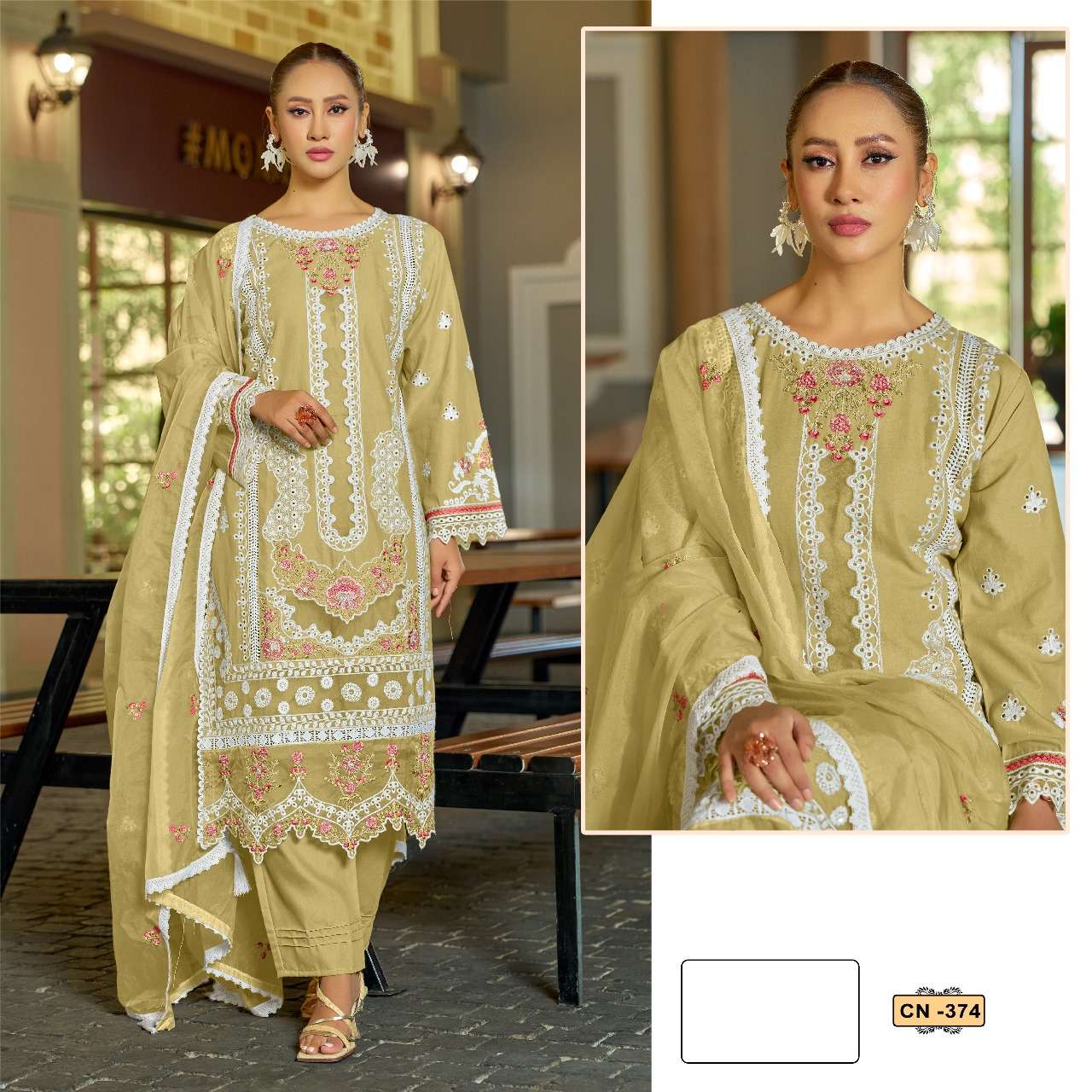 FEPIC CRAFTED NEEDLE CN 374 COTTON BEAUTIFUL EMBROIDERY SUIT