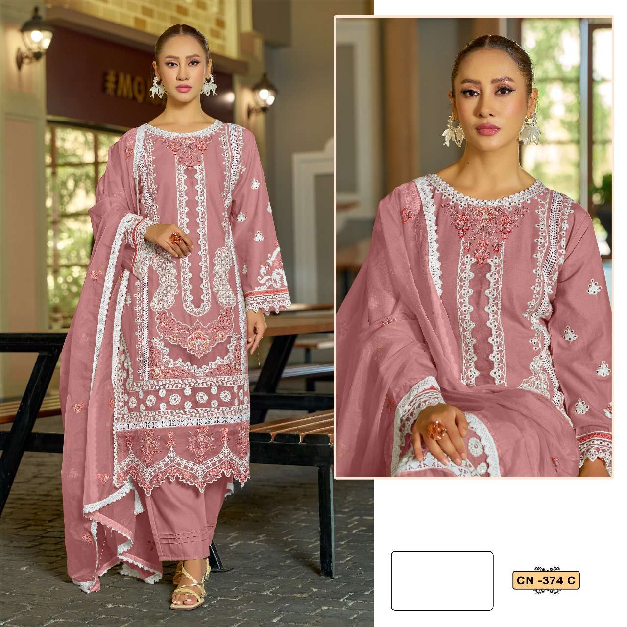 FEPIC CRAFTED NEEDLE CN 374 COTTON BEAUTIFUL EMBROIDERY SUIT