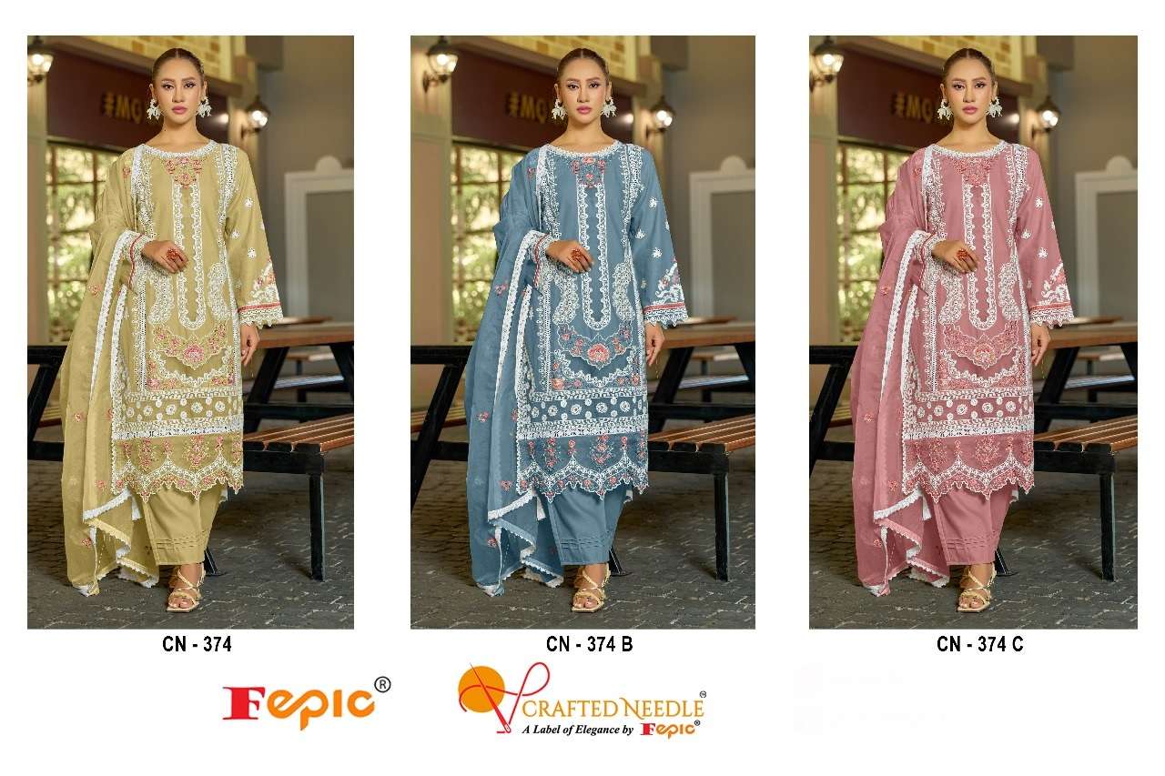 FEPIC CRAFTED NEEDLE CN 374 COTTON BEAUTIFUL EMBROIDERY SUIT