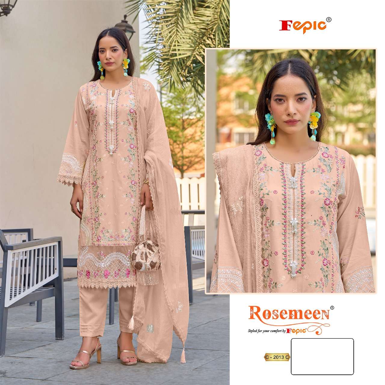 FEPIC ROSEMEEN C 2013 COTTON EMBROIDERED PAKISTANI SUIT