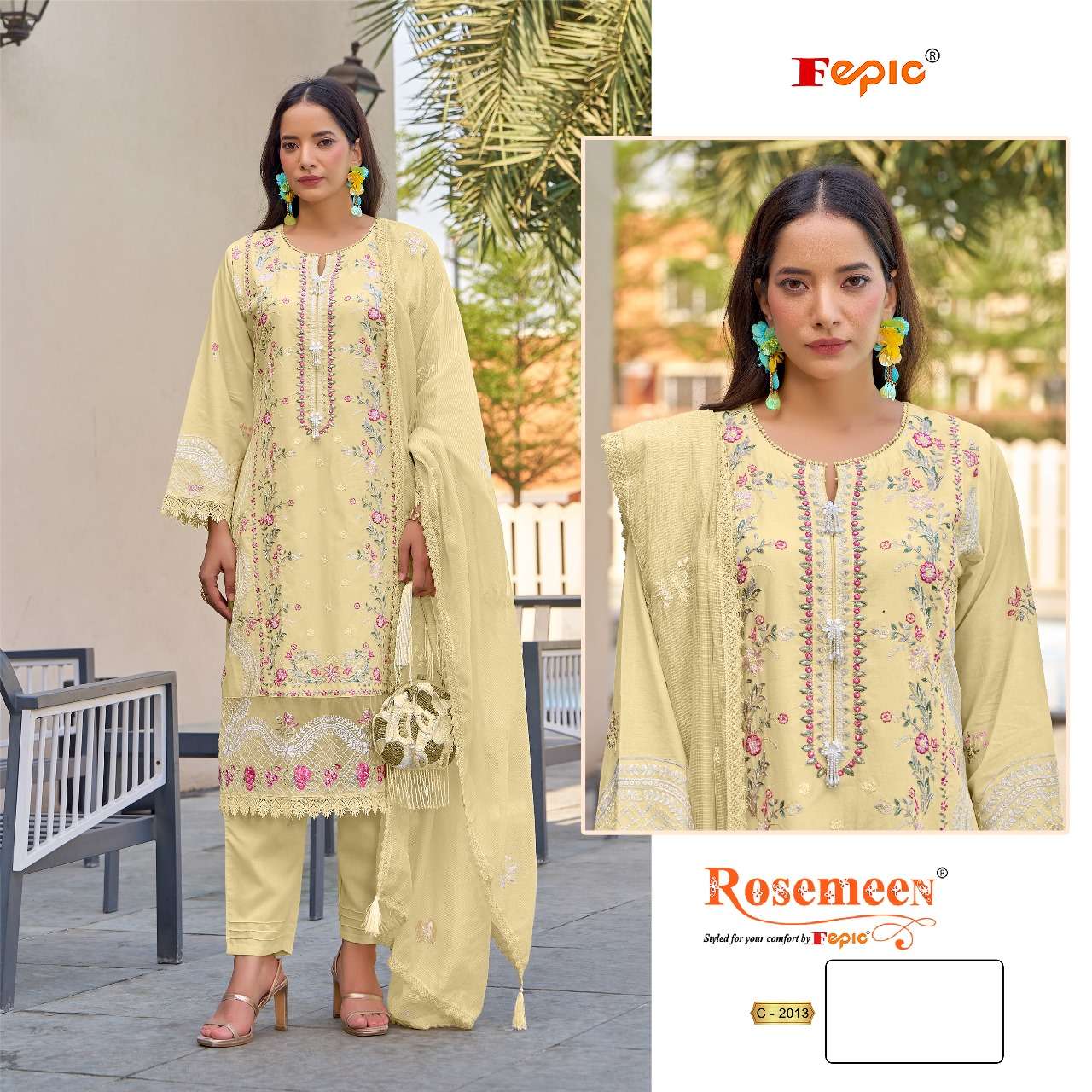 FEPIC ROSEMEEN C 2013 COTTON EMBROIDERED PAKISTANI SUIT