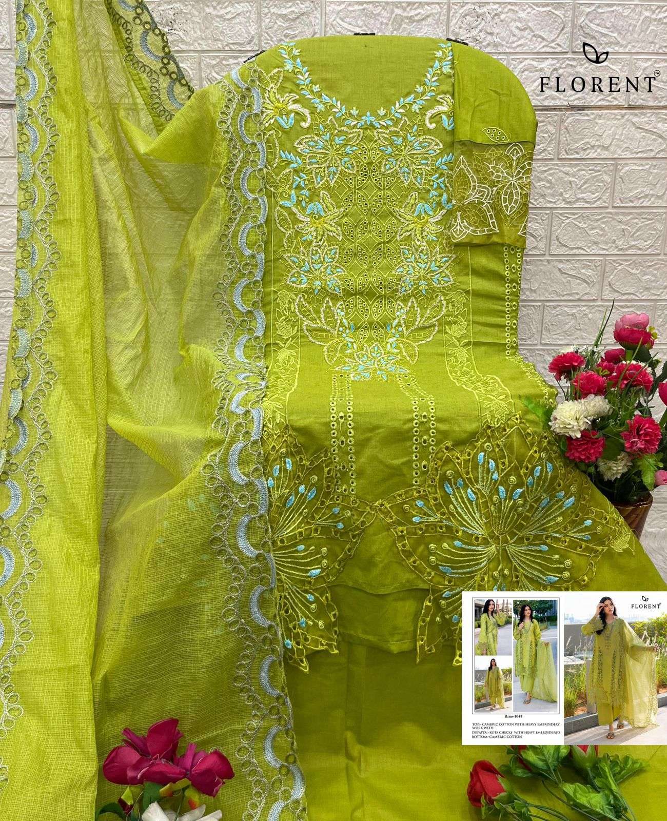 FLORENT TM DESIGN NO - 1041-1042-1043-1044 CAMBRIC COTTON HEAVY EMBROIDERED SALWAR SUIT 