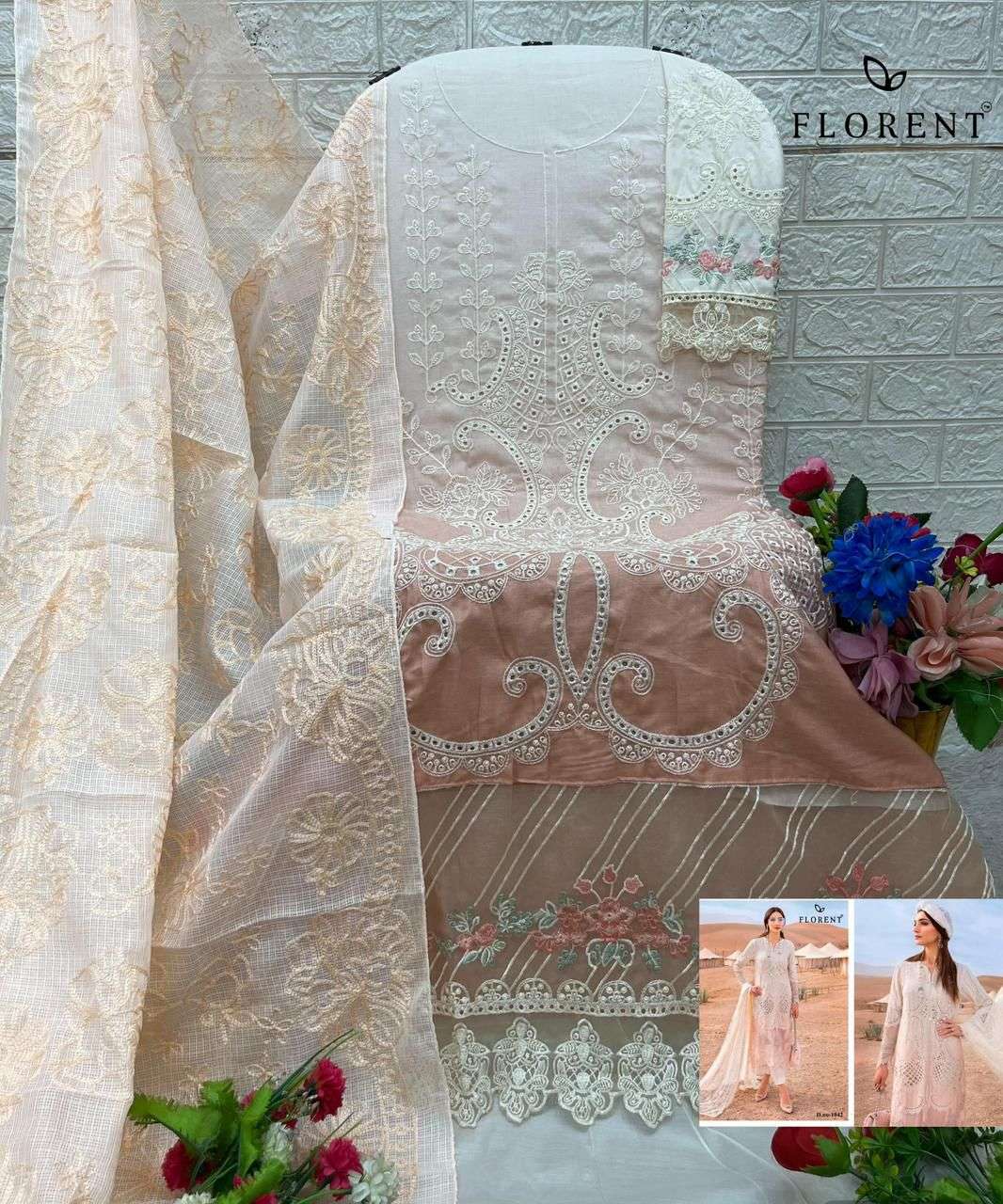 FLORENT TM DESIGN NO - 1041-1042-1043-1044 CAMBRIC COTTON HEAVY EMBROIDERED SALWAR SUIT 