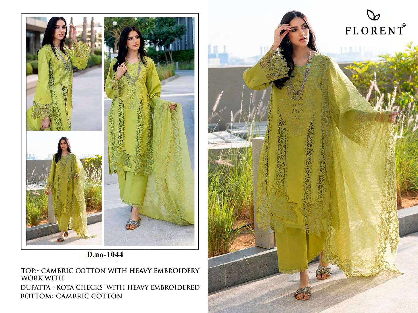 FLORENT TM DESIGN NO - 1041-1042-1043-1044 CAMBRIC COTTON HEAVY EMBROIDERED SALWAR SUIT 