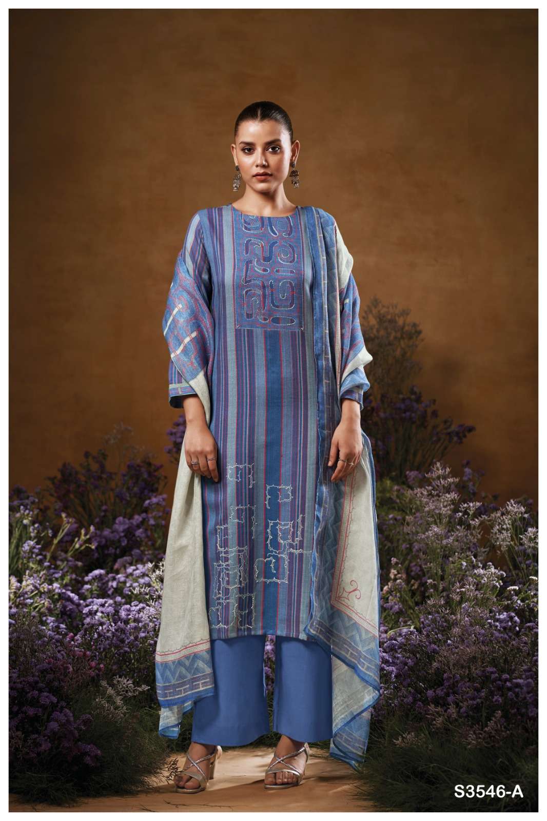 GANGA TAVIA 3546 COTTON PRINT WITH HAND WORK DESIGNER SUIT