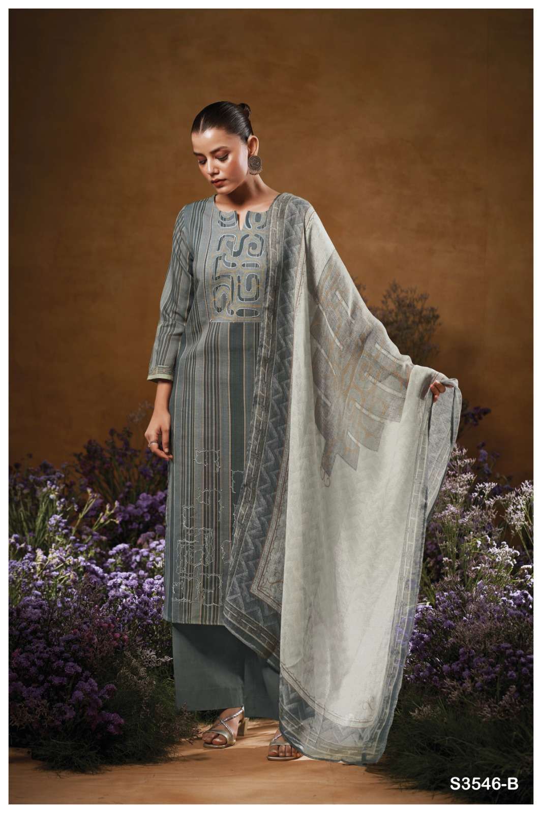 GANGA TAVIA 3546 COTTON PRINT WITH HAND WORK DESIGNER SUIT