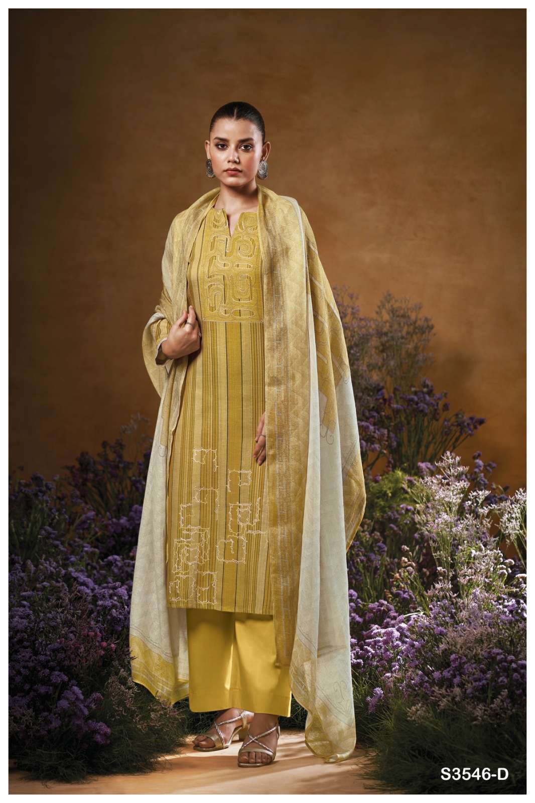 GANGA TAVIA 3546 COTTON PRINT WITH HAND WORK DESIGNER SUIT