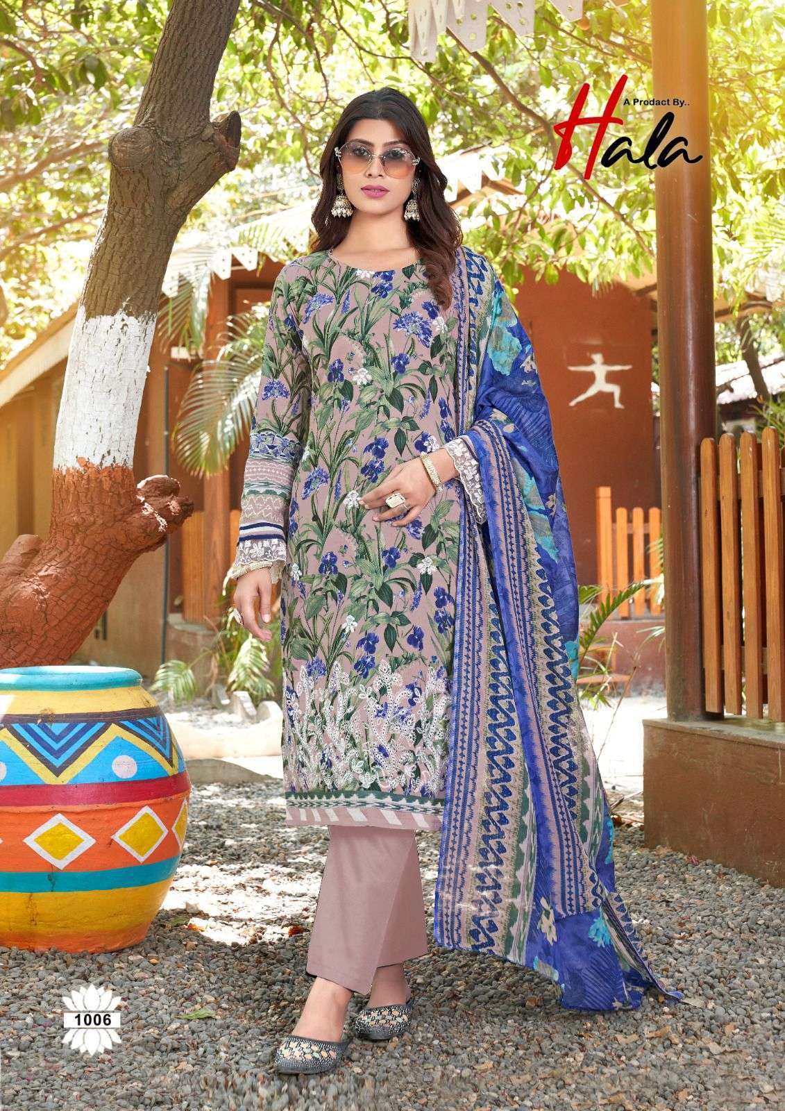 HALA TRADERS MIRA NUR VOL 1 COTTON PRINT WITH EMBROIDERY WORK SUIT
