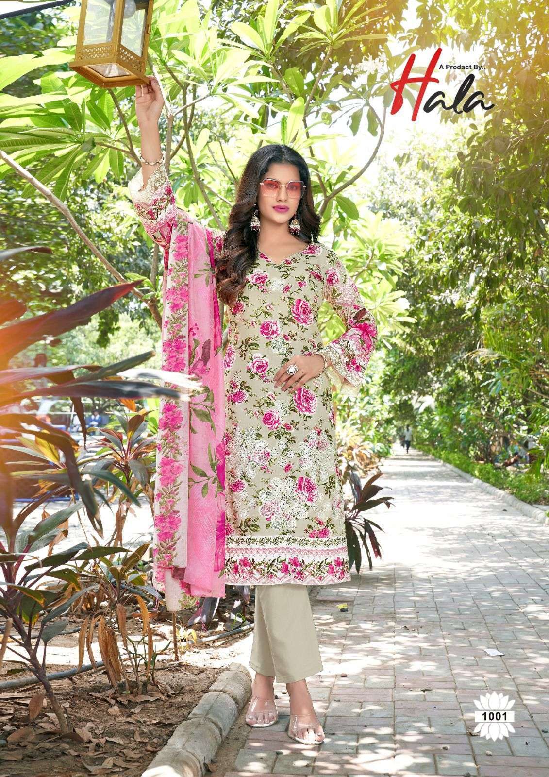 HALA TRADERS MIRA NUR VOL 1 COTTON PRINT WITH EMBROIDERY WORK SUIT