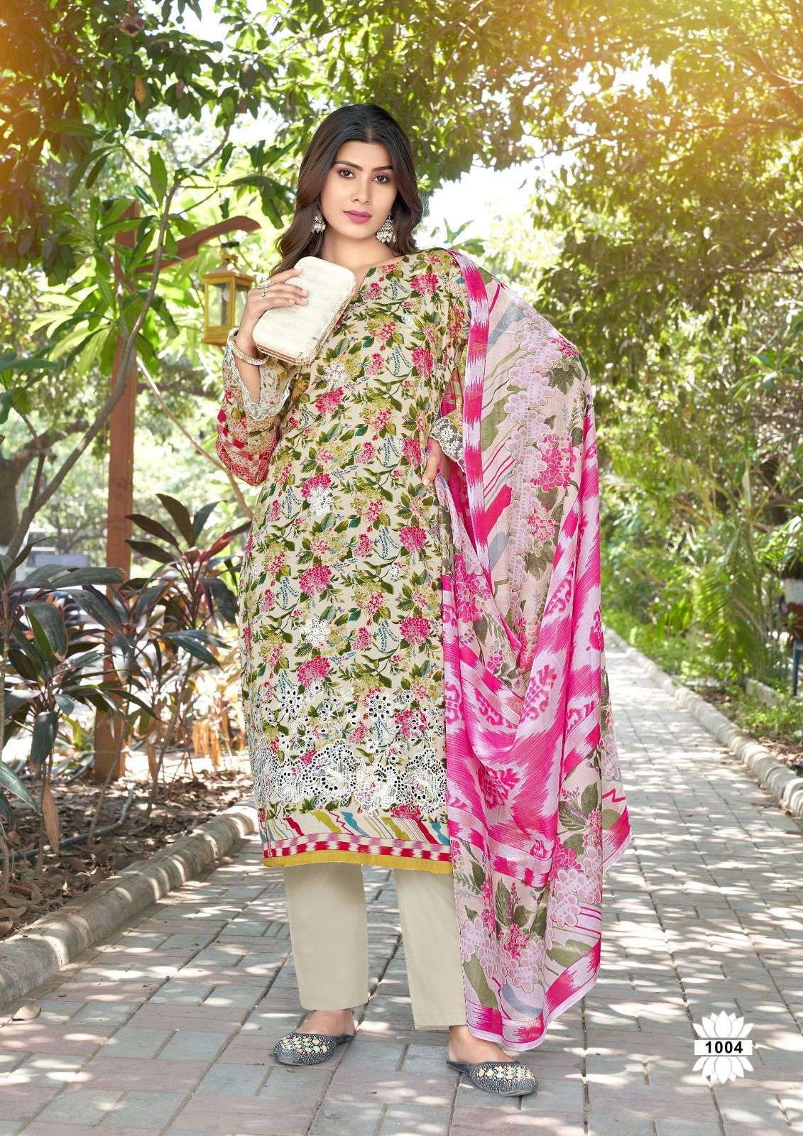 HALA TRADERS MIRA NUR VOL 1 COTTON PRINT WITH EMBROIDERY WORK SUIT