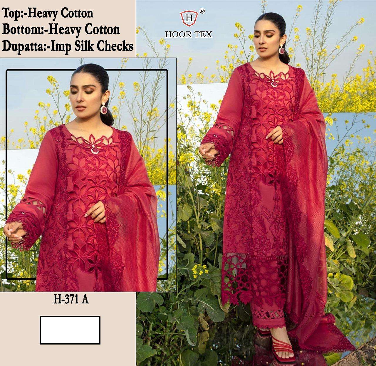 HOOR TEX H 371 COTTON EMBROIDERY DESIGNER WORK SUIT