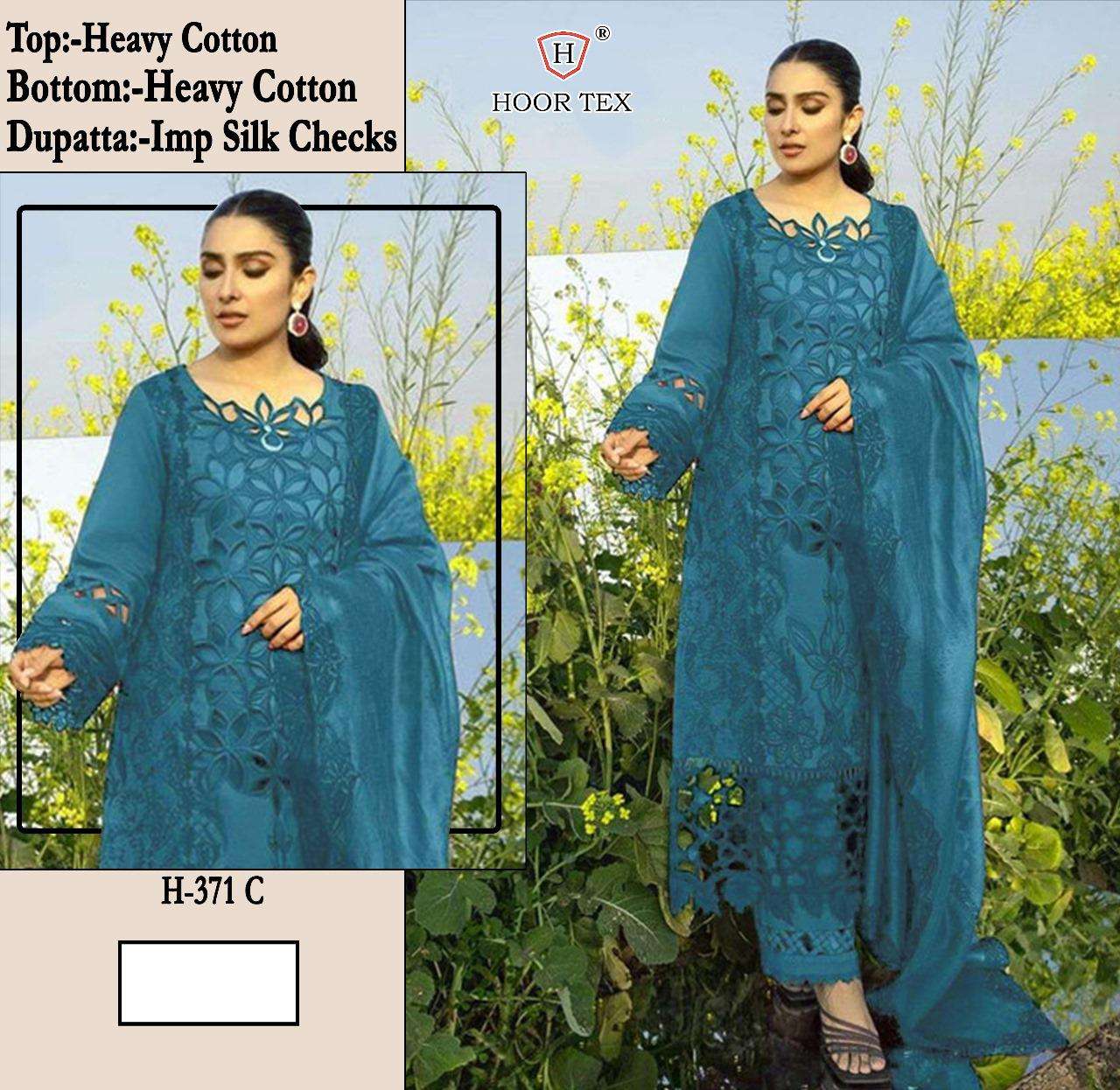 HOOR TEX H 371 COTTON EMBROIDERY DESIGNER WORK SUIT