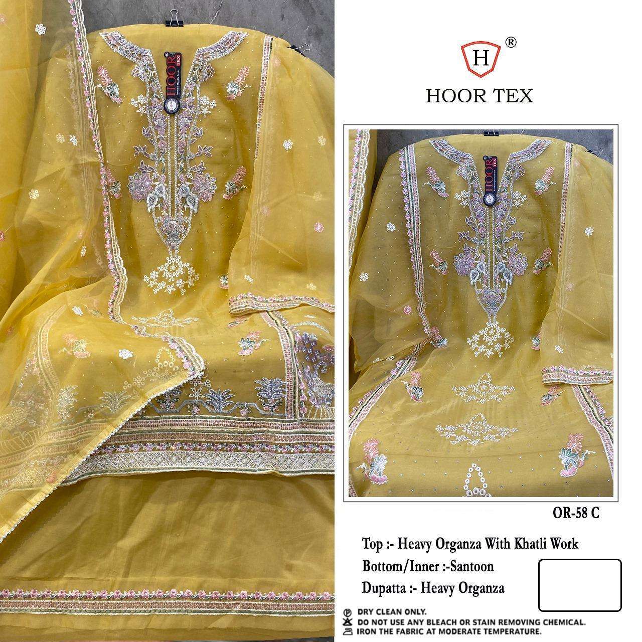 HOOR TEX OR 58 ORGANZA WITH HEAVY EMBROIDERY DESIGNER WORK SUIT