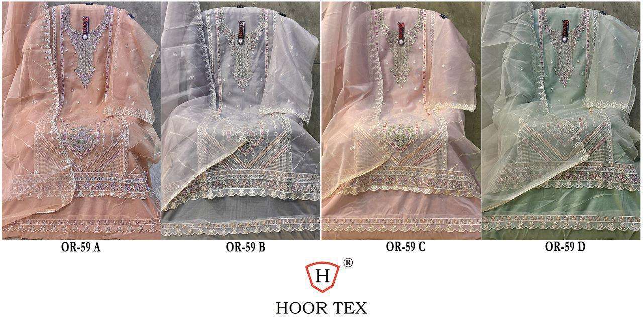 HOOR TEX OR 59 ORGANZA EMBROIDERY DESIGNER FANCY PAKISTANI SUIT