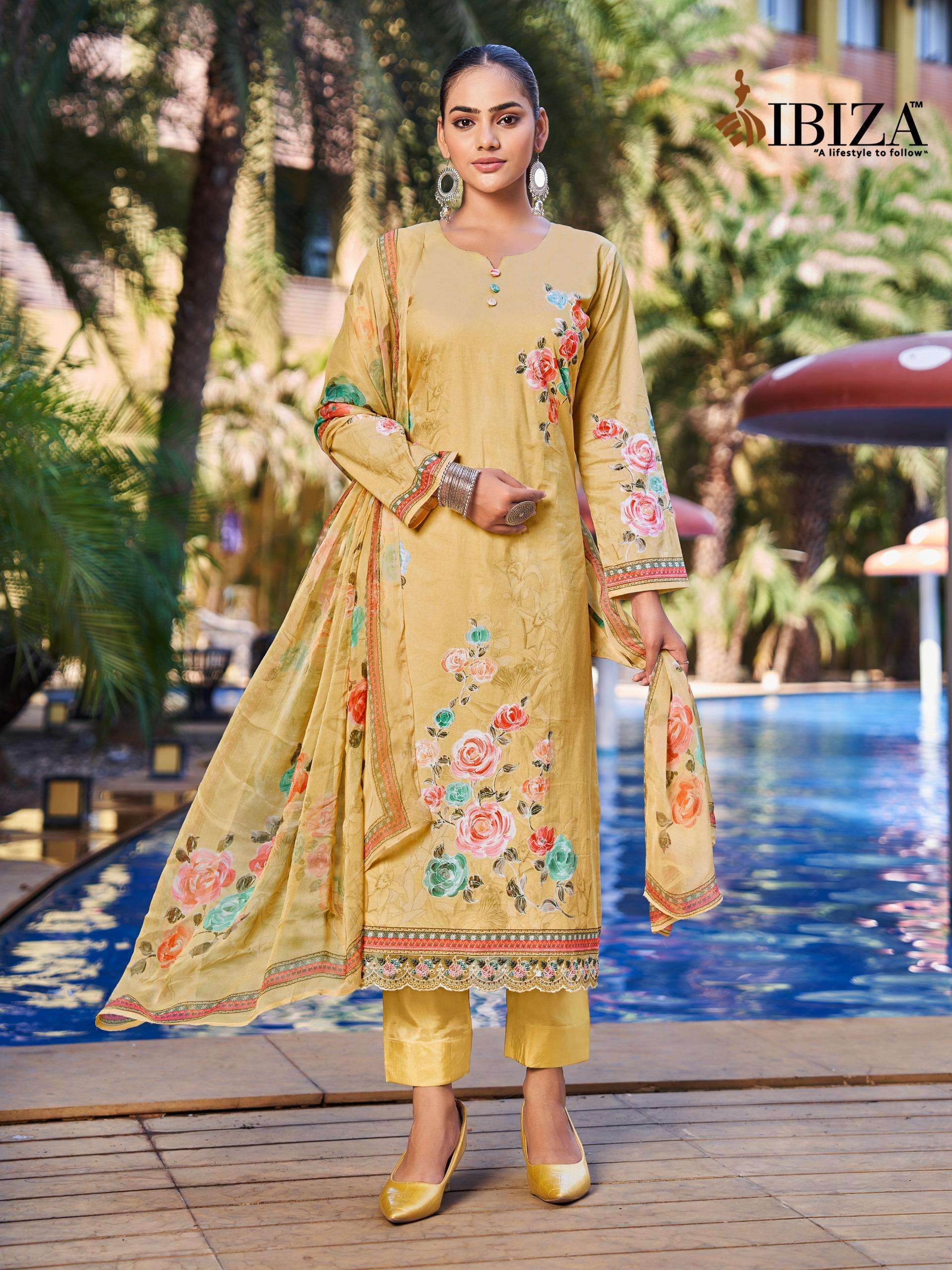 IBIZA HILL QUEEN LAWN COTTON DIGITAL PRINT WITH EMBROIDERY WORK SUIT